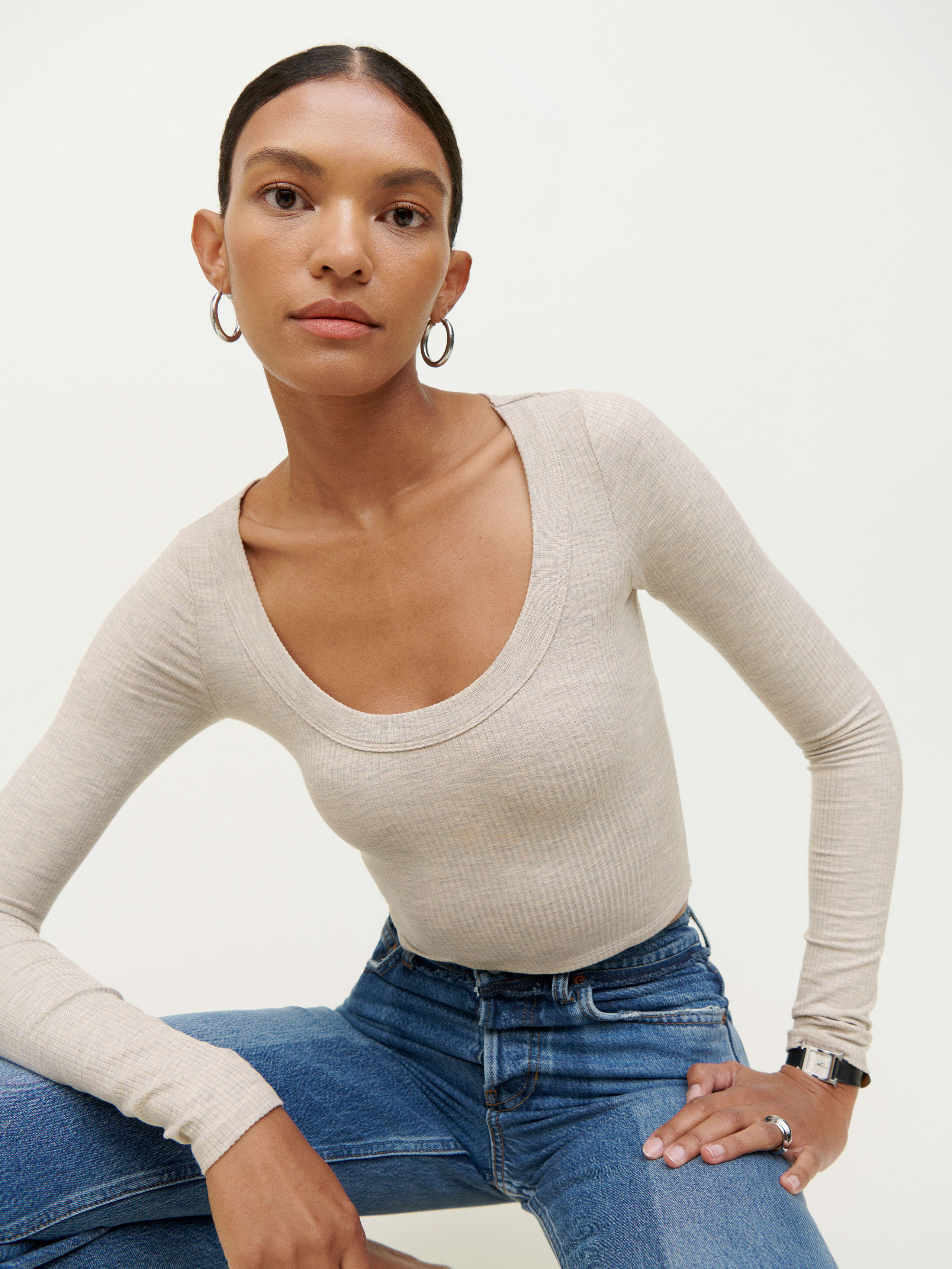 Reformation Paige Knit Top In Marble