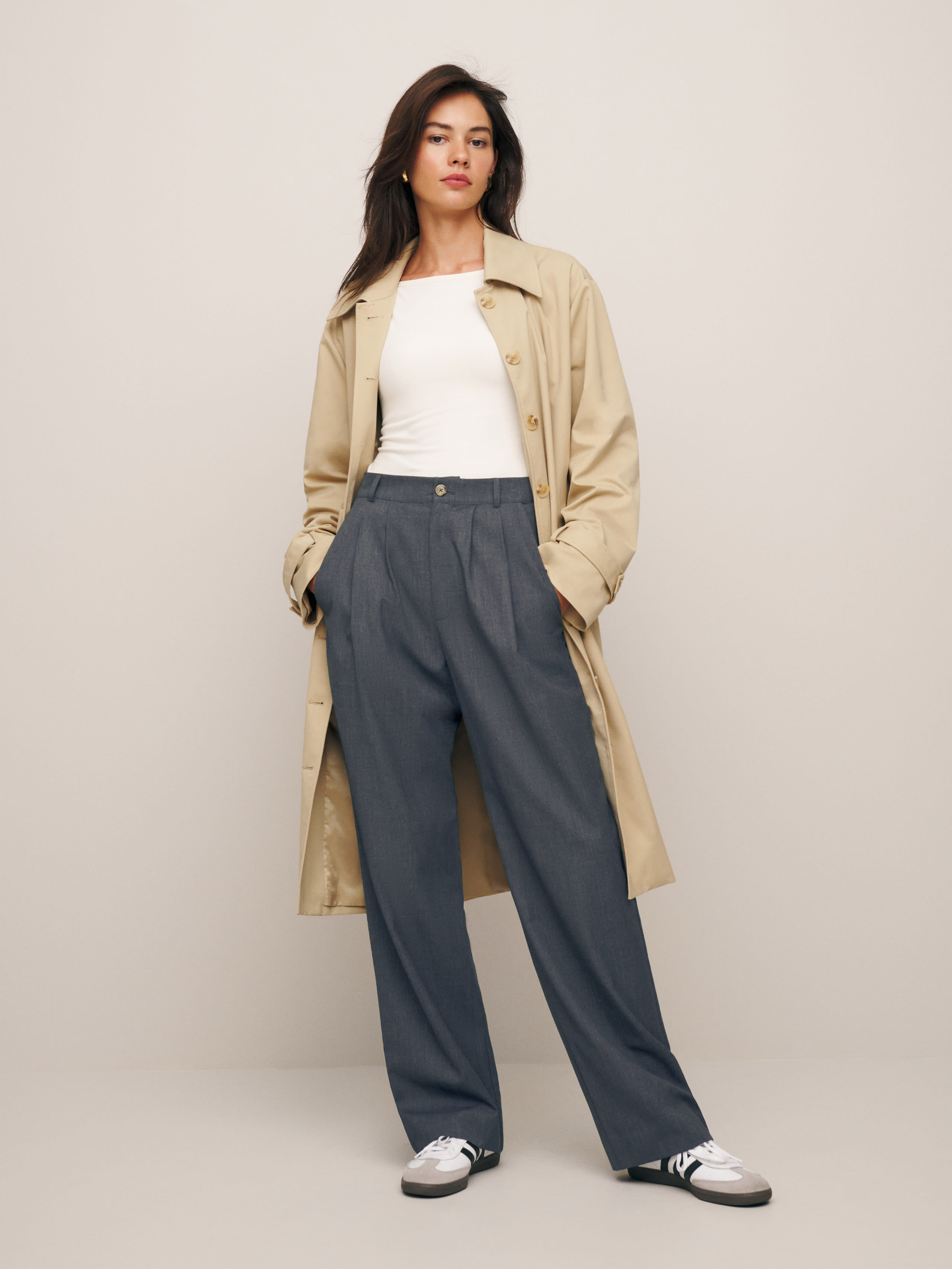 Reformation Petites Mason Trouser In Charcoal