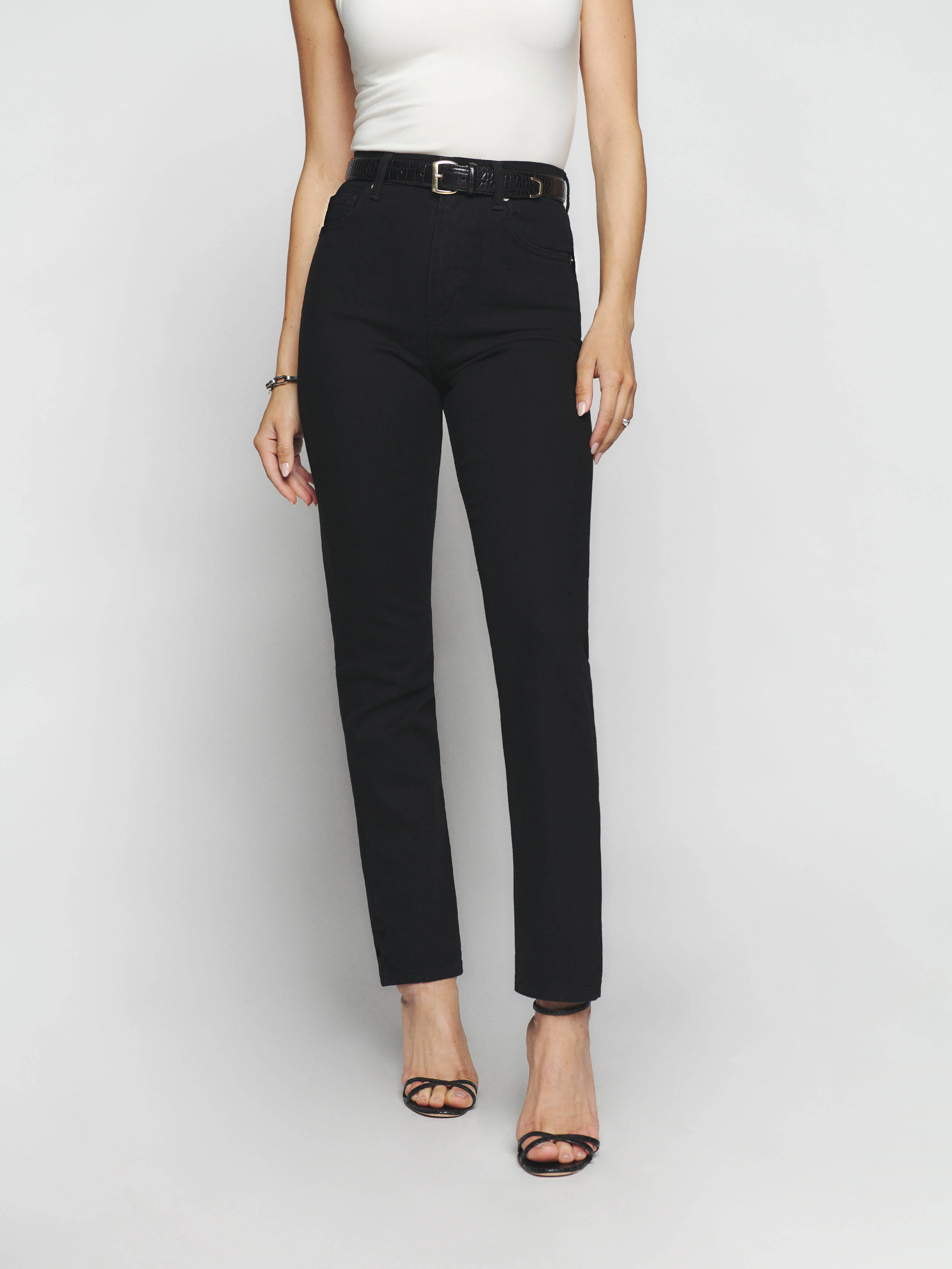Reformation Liza Ultra High Rise Straight Jeans In Black