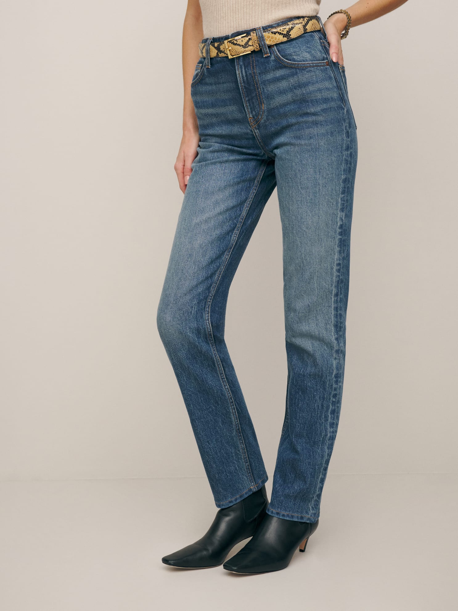 Reformation Liza Ultra High Rise Straight Jeans In Champlain