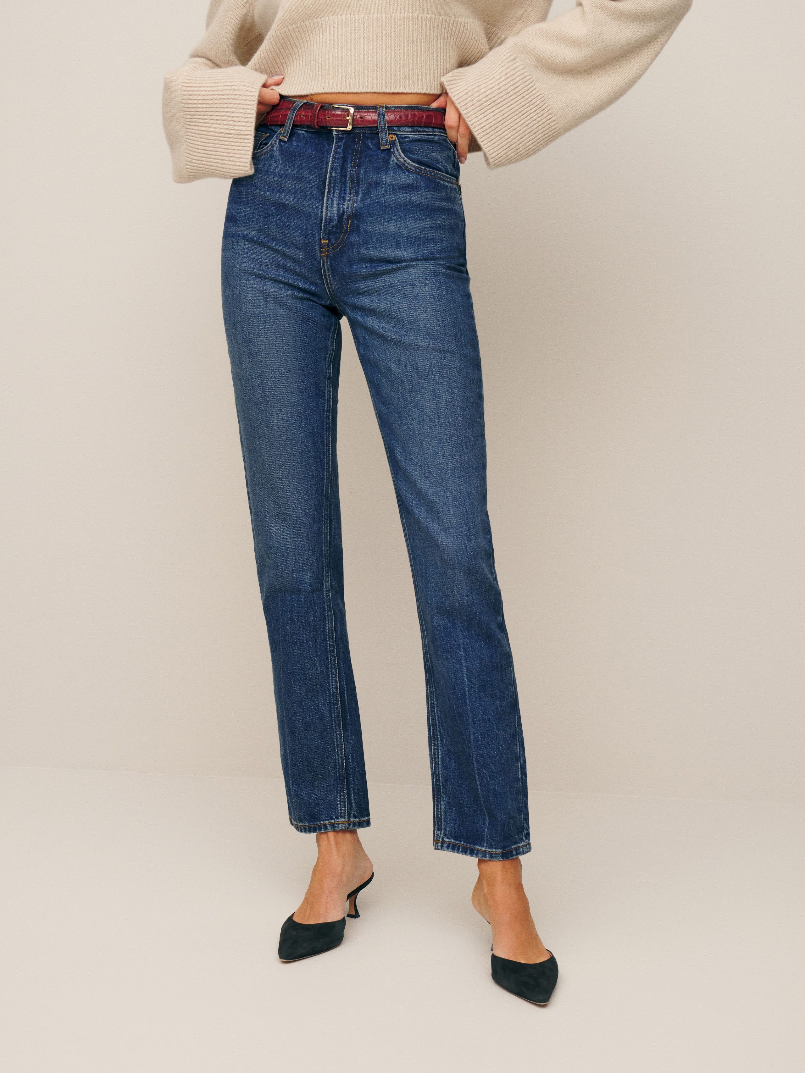 Reformation Liza Ultra High Rise Straight Jeans In Icarian