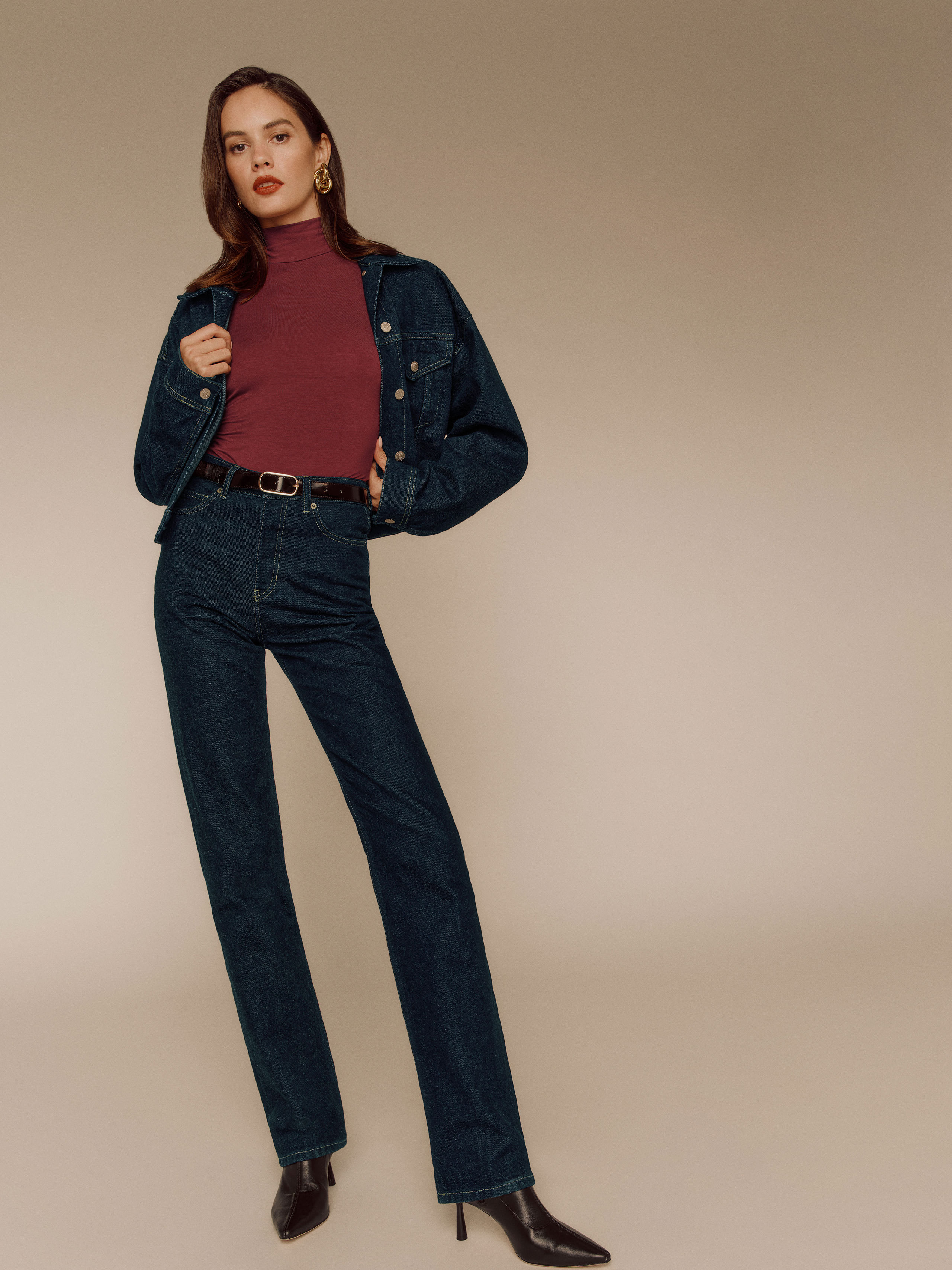 Reformation Cynthia High Rise Straight Long Jeans In Ondine