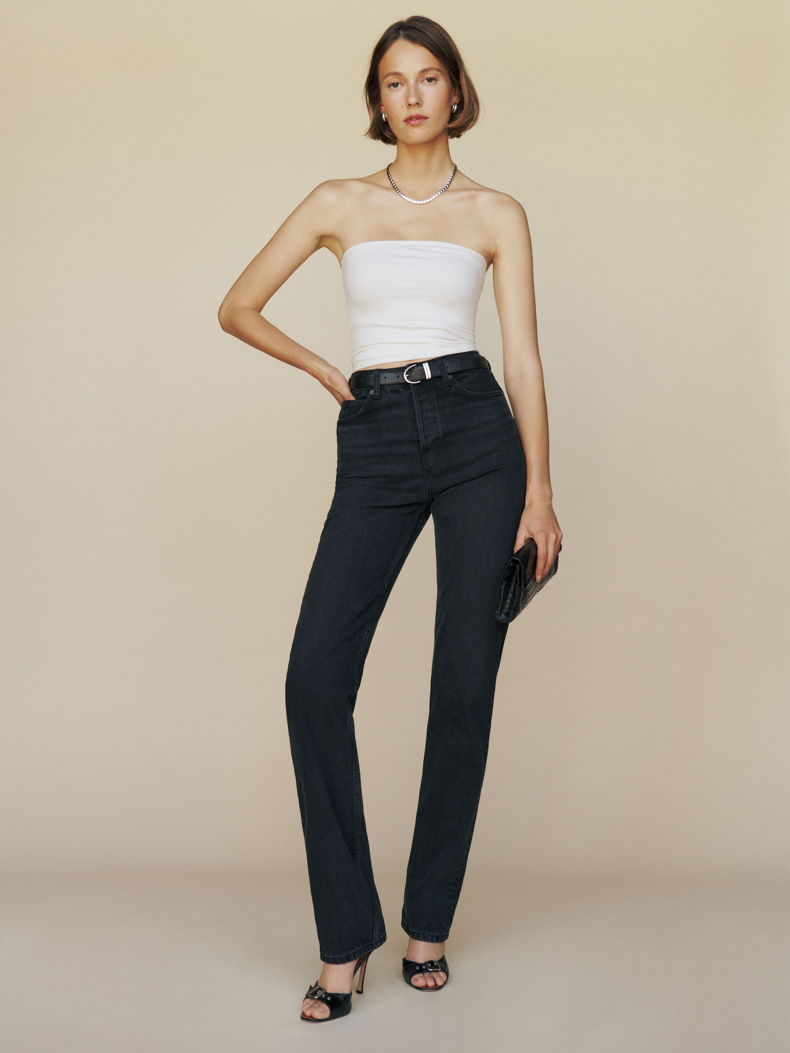 Reformation Cynthia High Rise Straight Long Jeans In Vana
