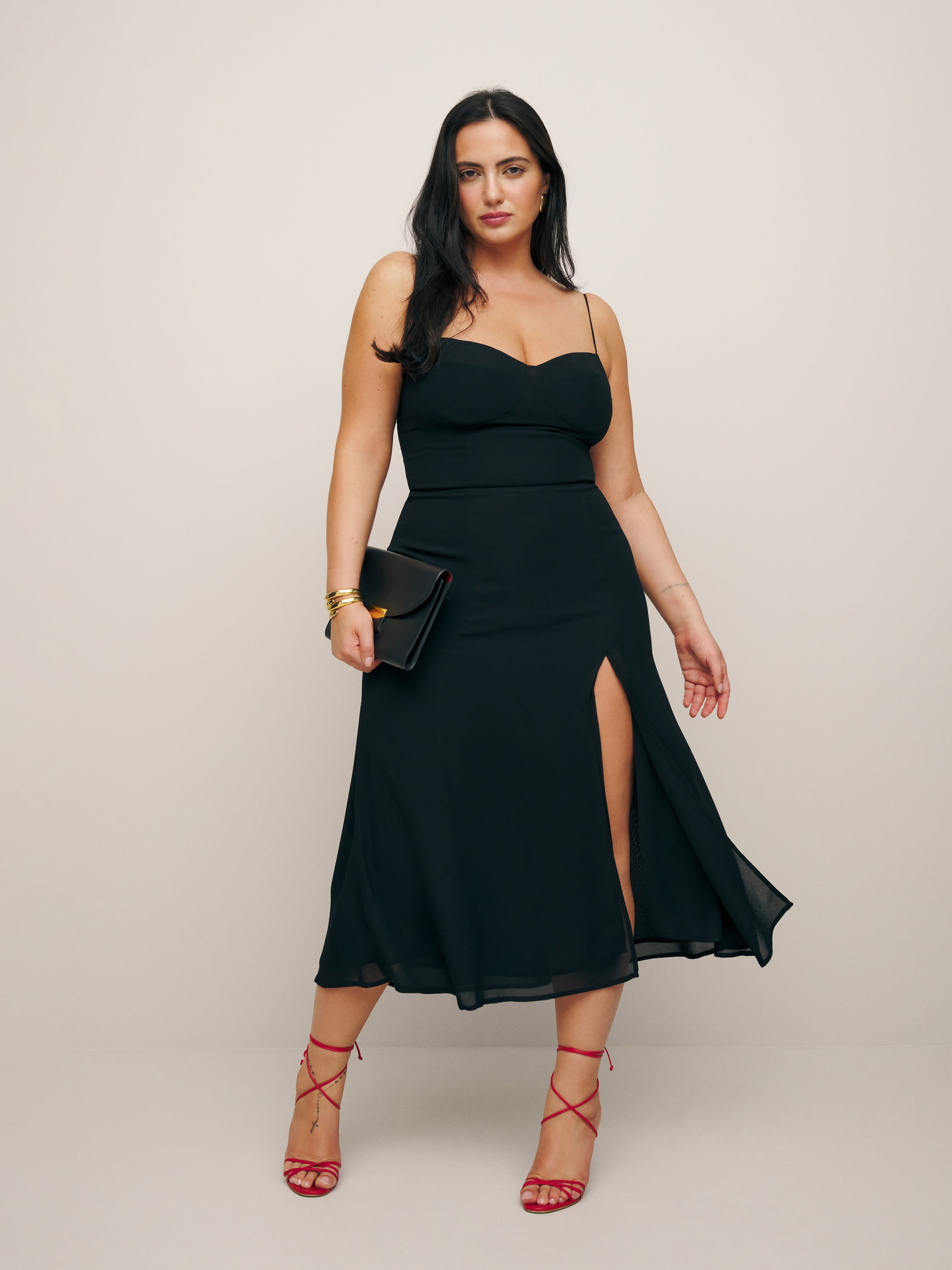classy wedding guest dresses High-Stretch Midi Wedding Guest Dress
