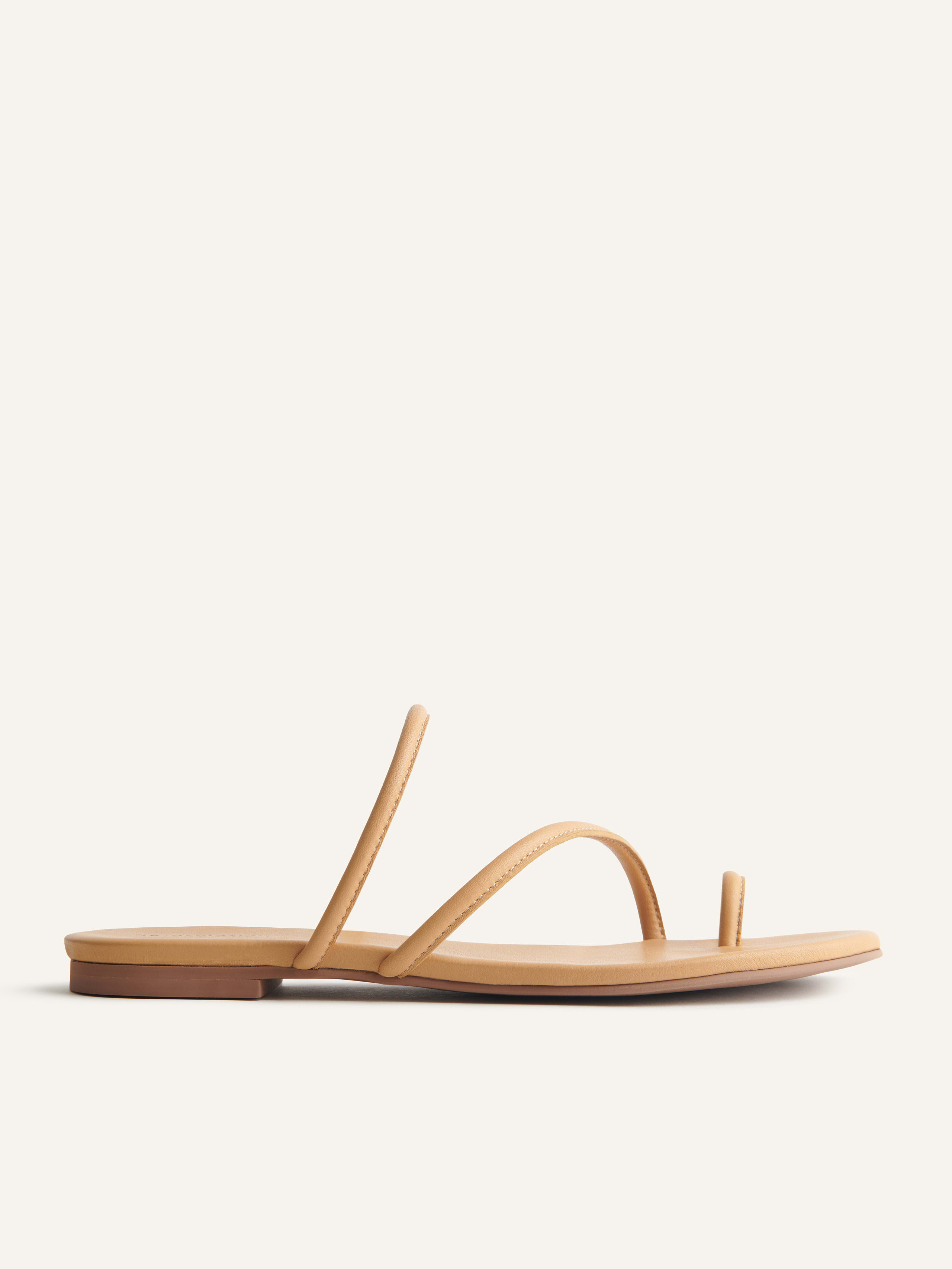 Reformation Ludo Toe Ring Strappy Flat Sandal In Buff