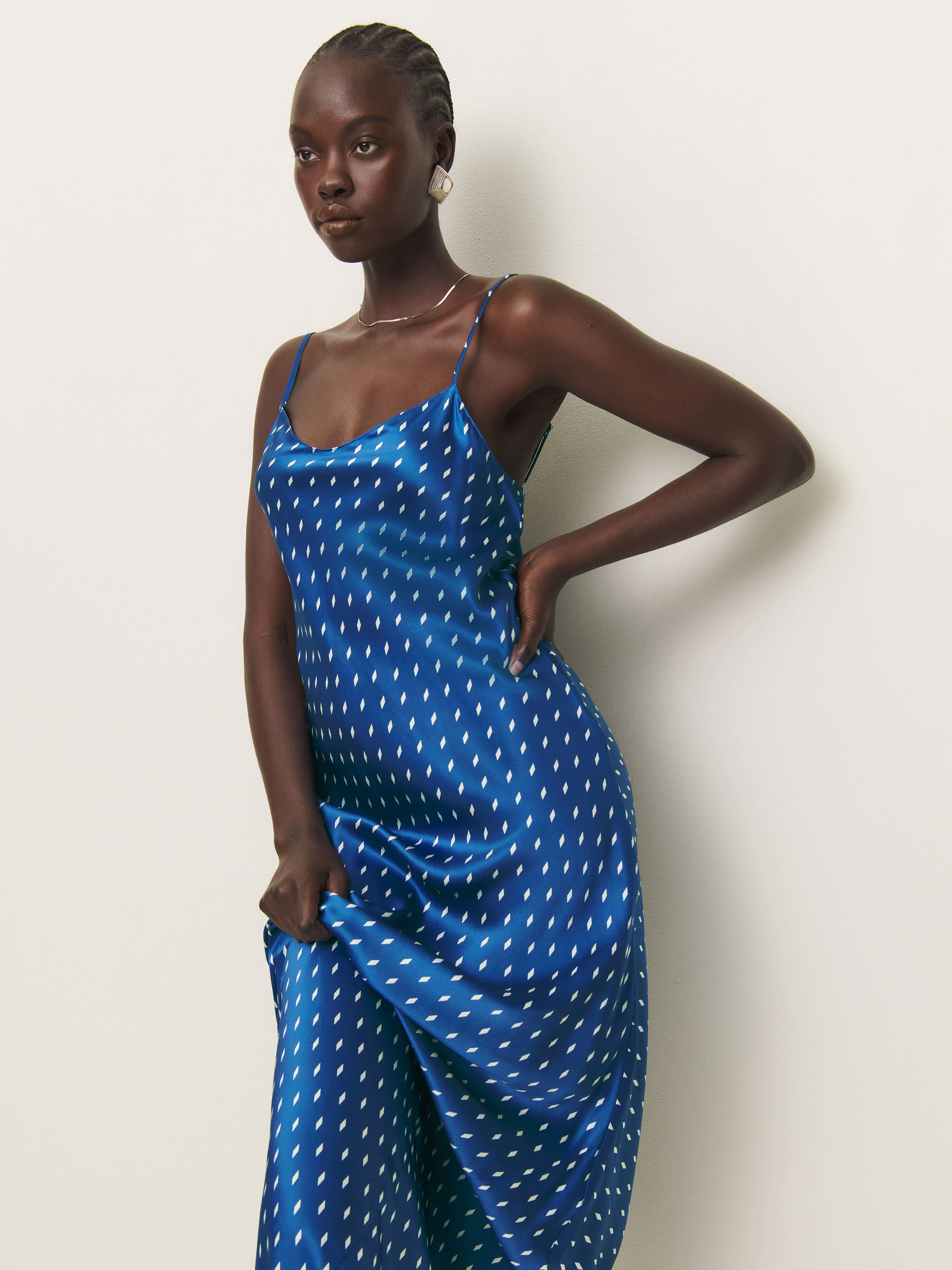 Reformation Parma Silk Dress In Diamante