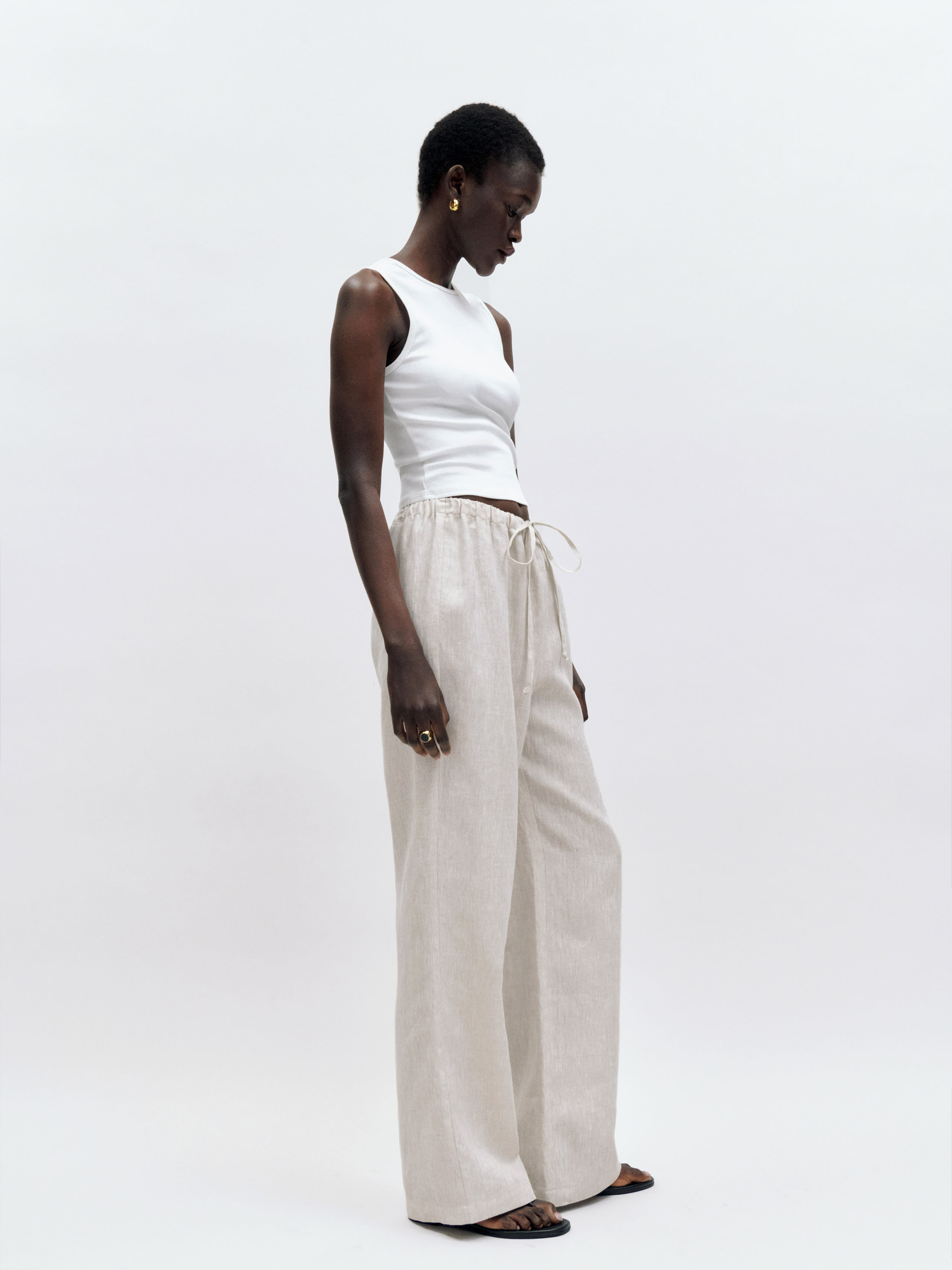 Reformation Olina Linen Pant In Oatmeal