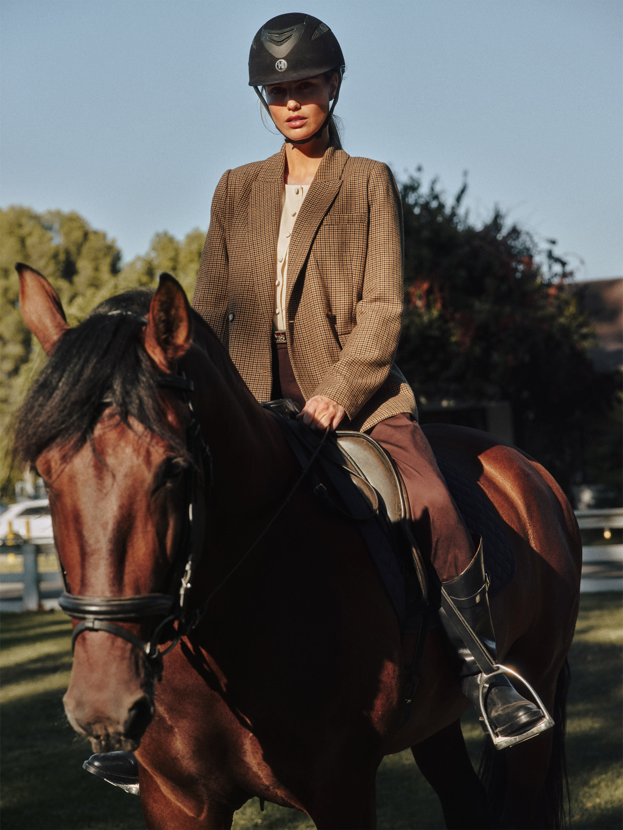 Reformation Winston Blazer In Hazel Check