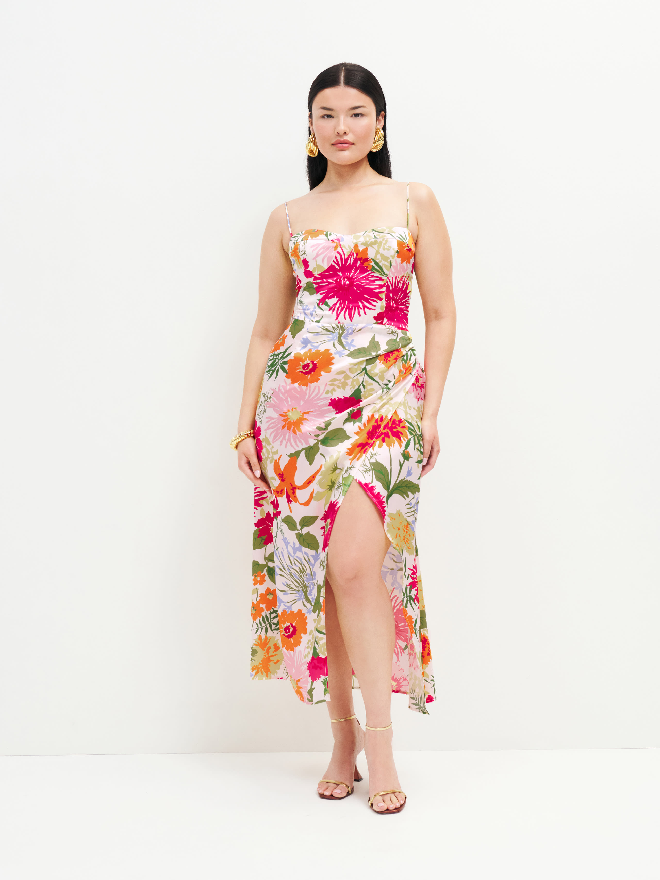 Reformation Marguerite Silk Dress In Fabrizia