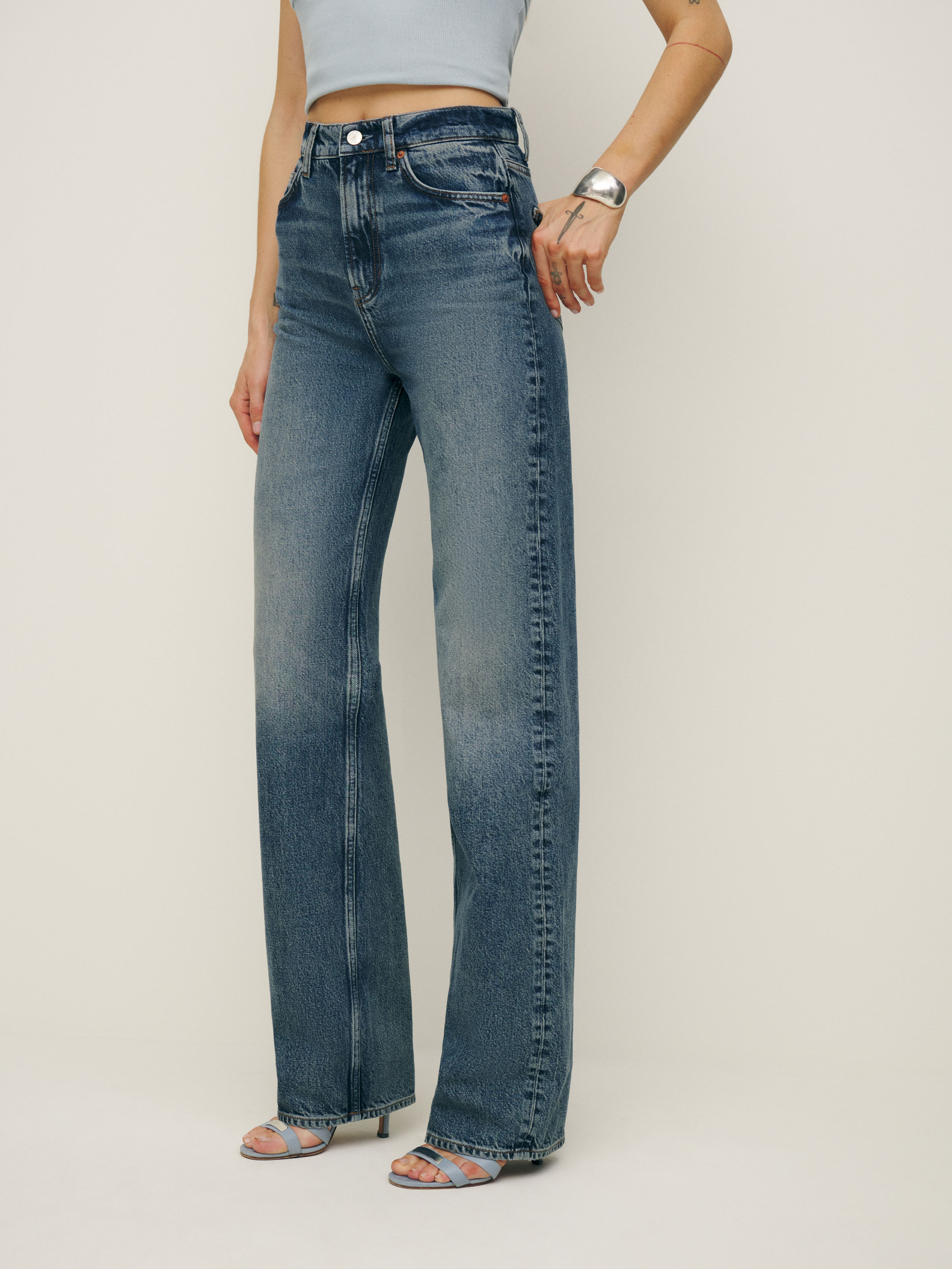 Reformation Wilder High Rise Wide Leg Jeans In Pepin