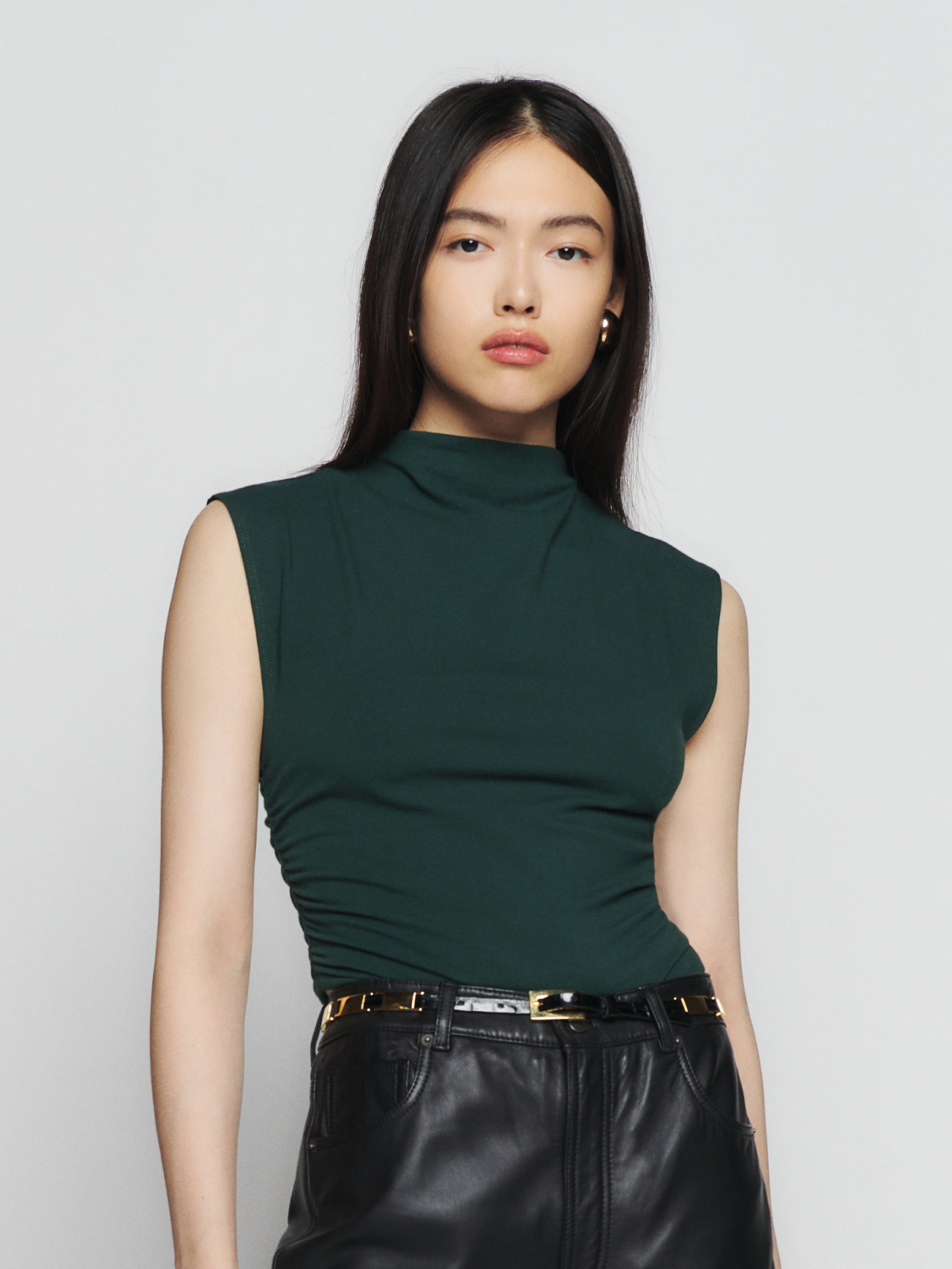 Reformation Lindy Knit Top In Forest