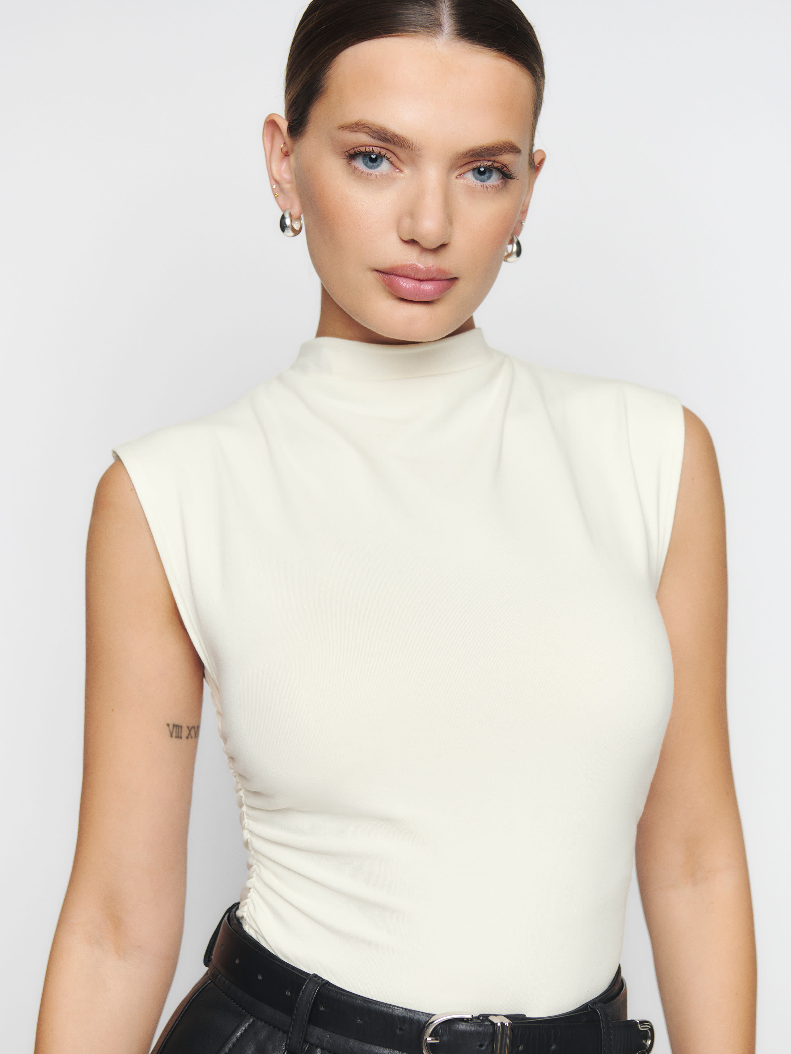 Shop Reformation Lindy Knit Top In Ivory