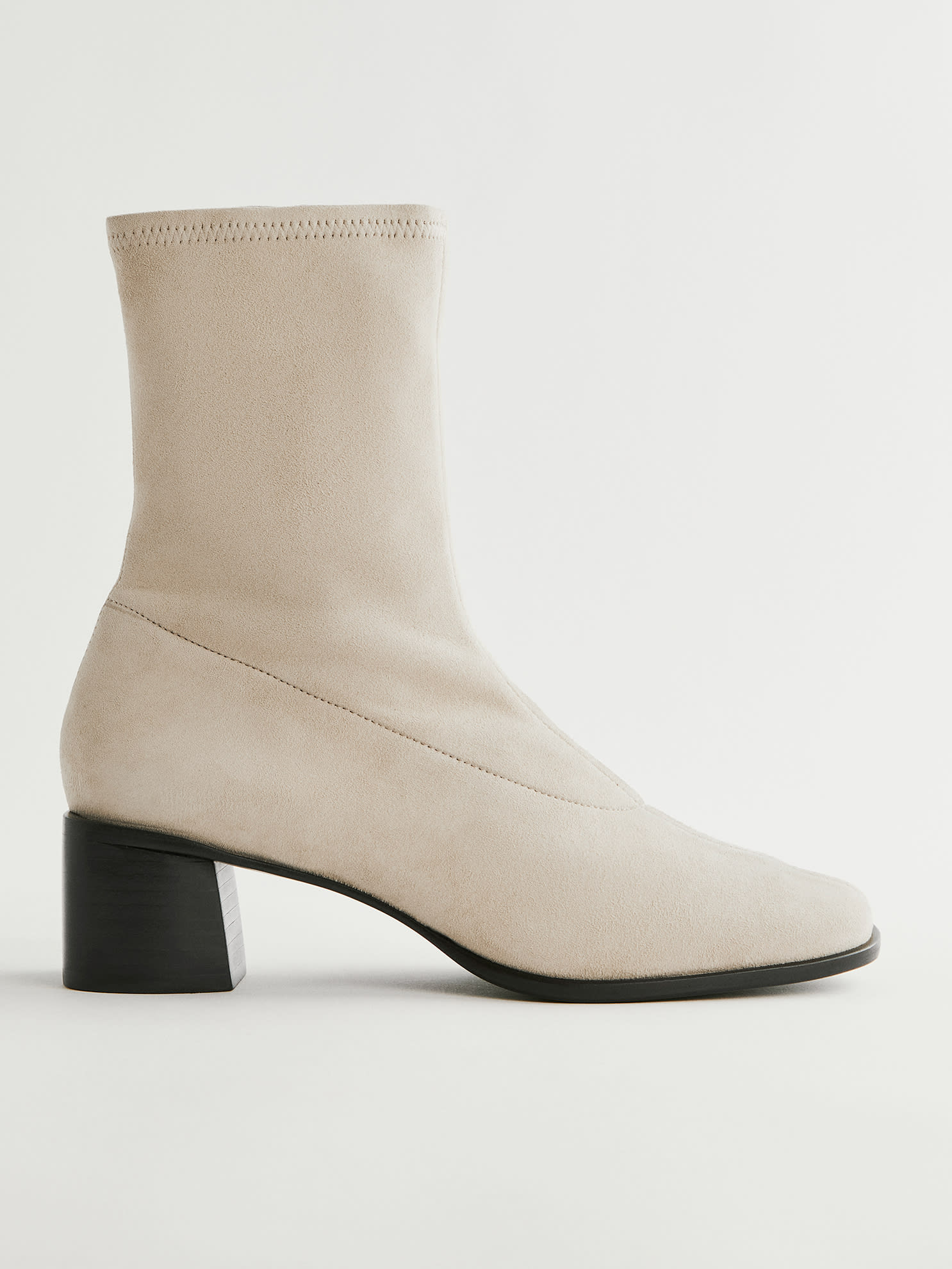 Reformation Louie Stretch Sock Bootie In Fawn Stretch Suede