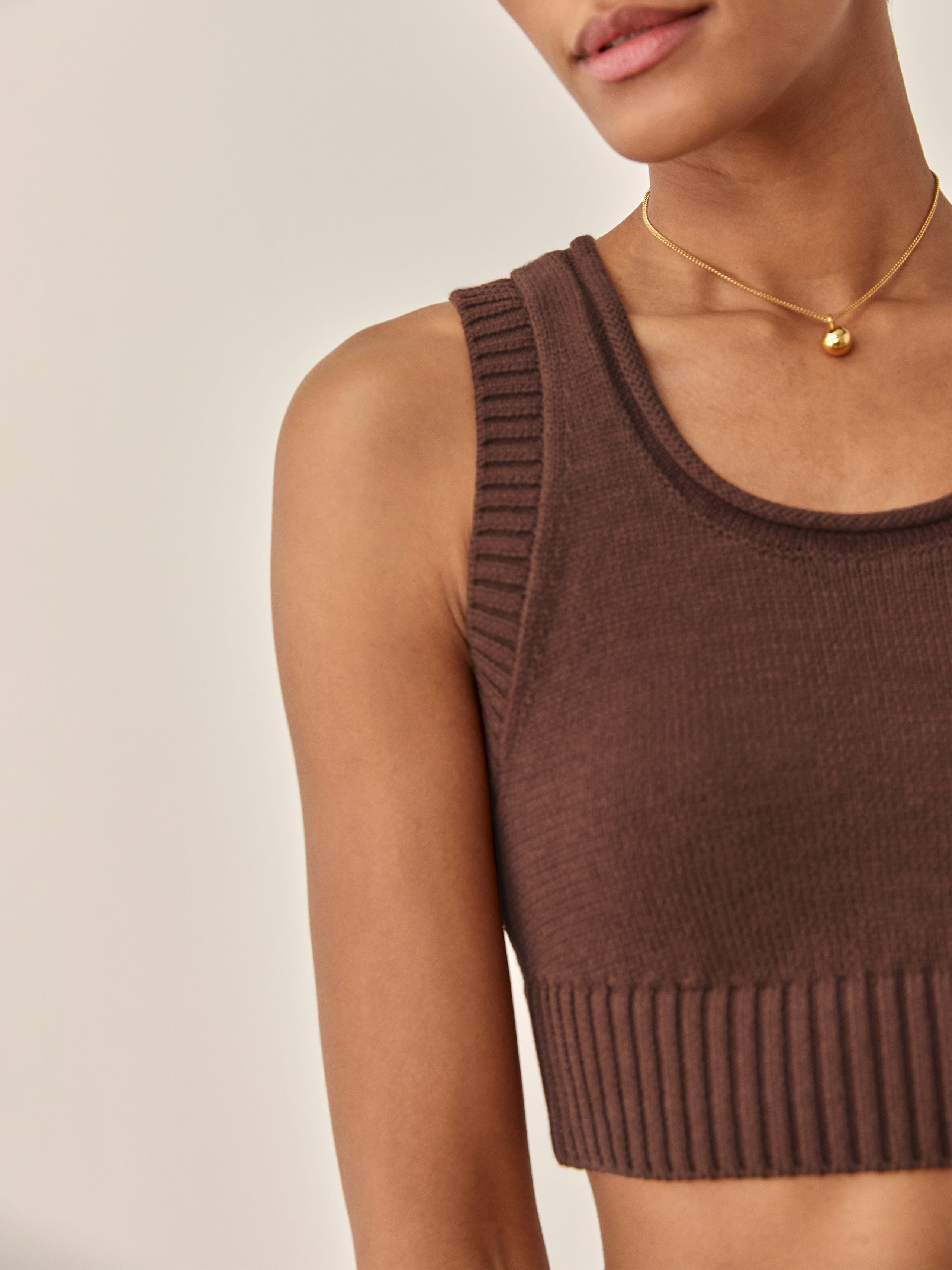 Reformation Norma Cotton Sweater Tank In Chestnut