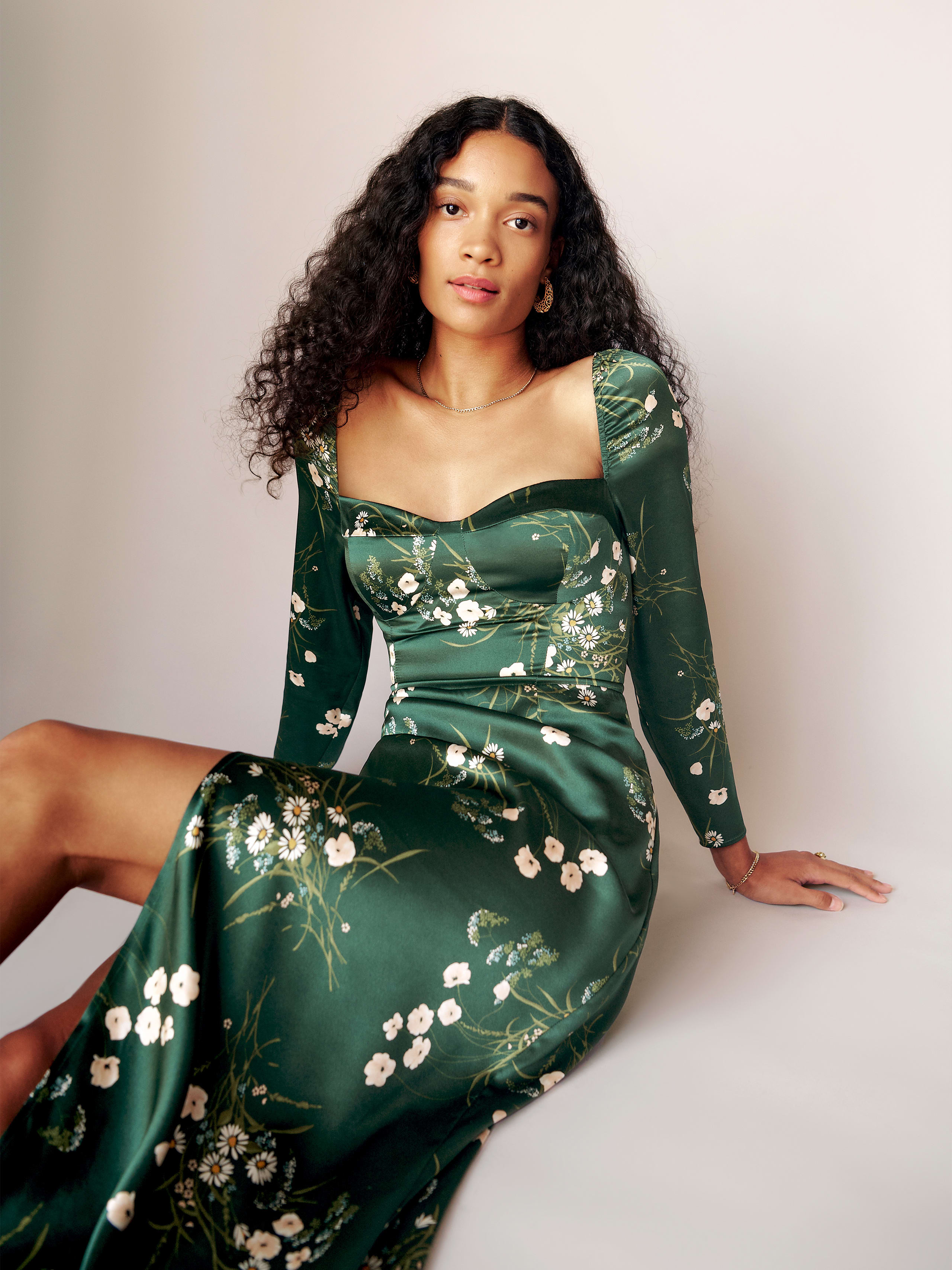 REFORMATION GLORIANA SILK DRESS