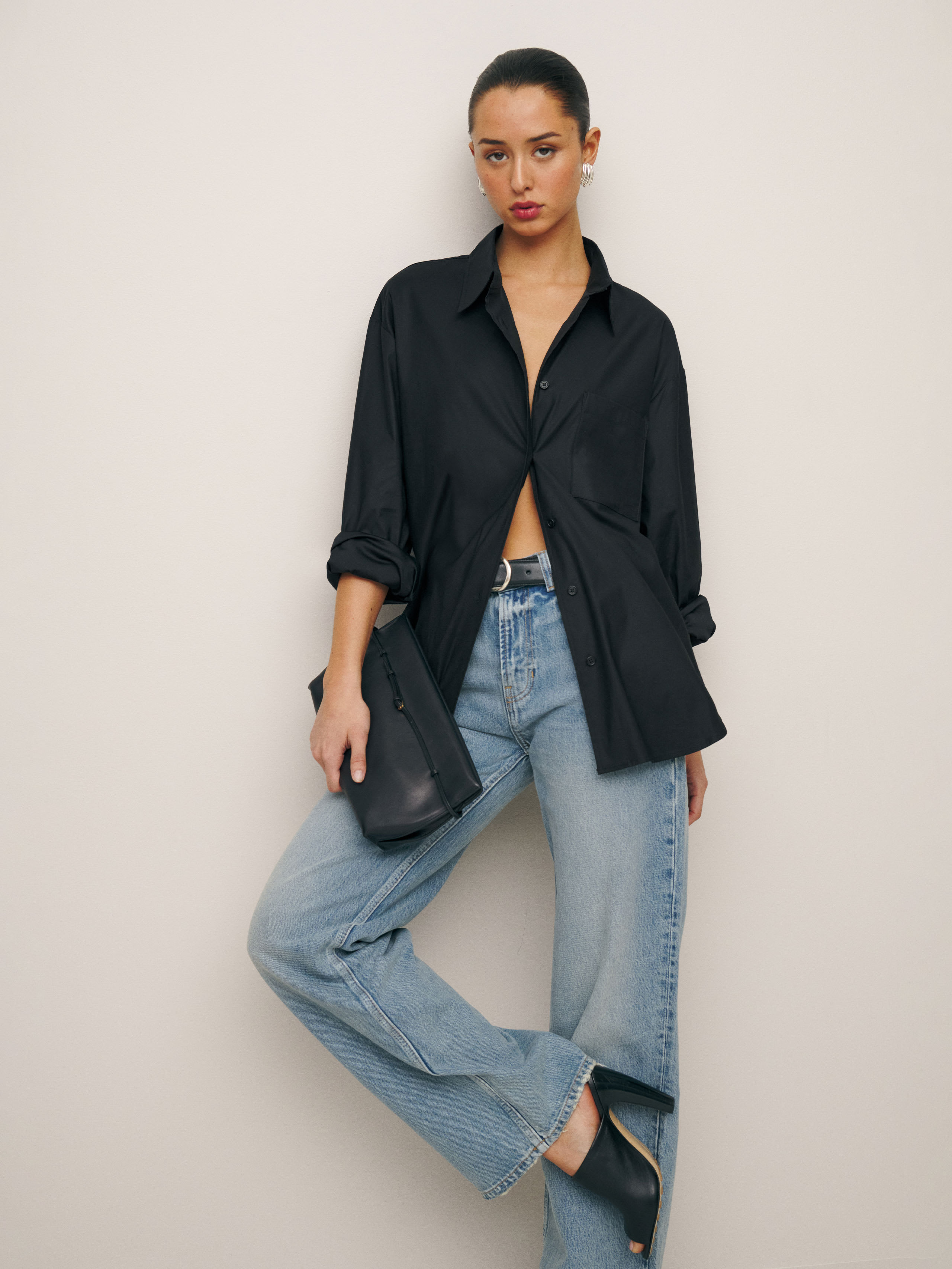 Reformation Will Oversized Shirt In Black