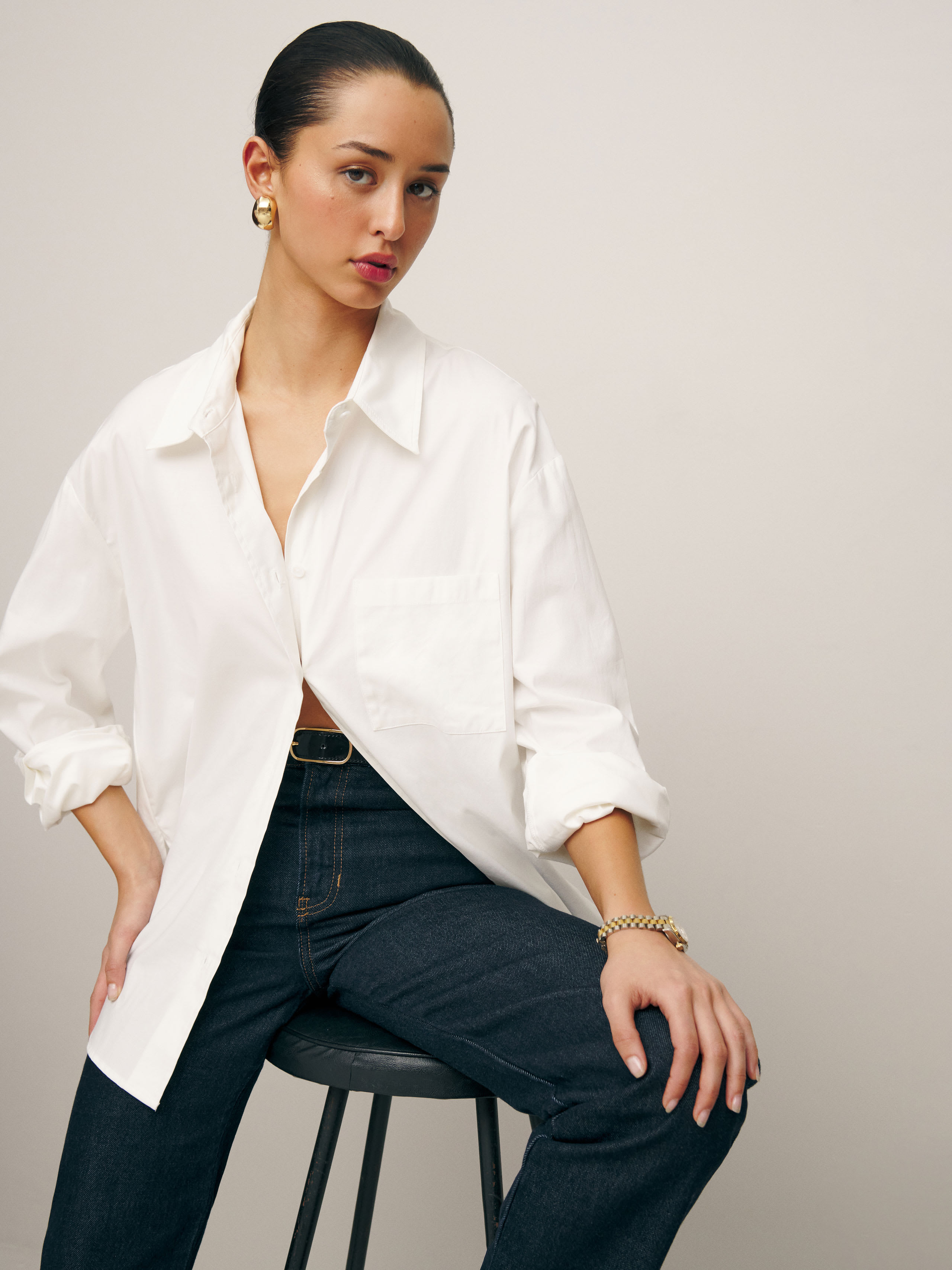 Shop Reformation Will Oversized Shirt In White