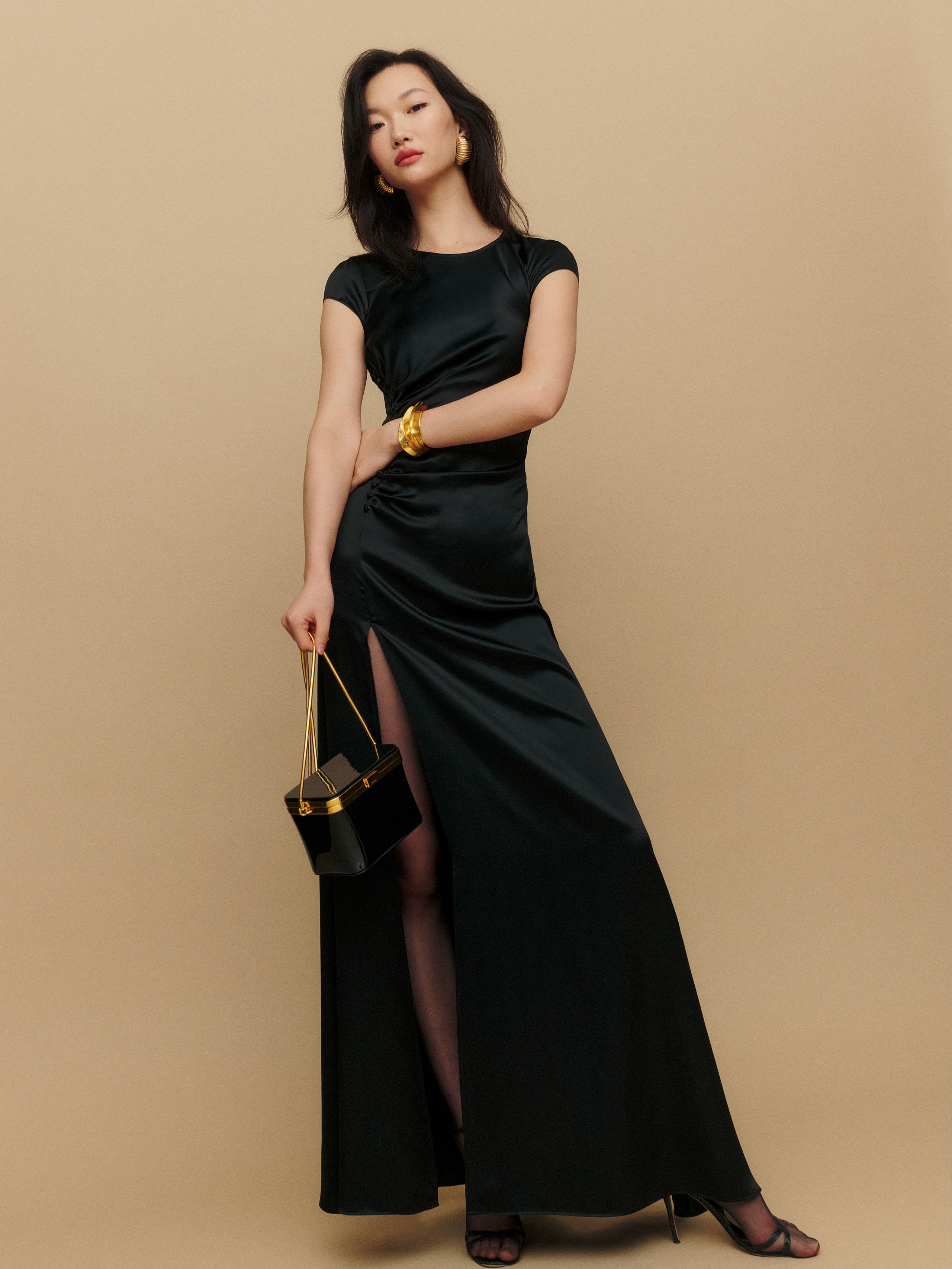 Reformation Birch Silk Dress In Black | ModeSens