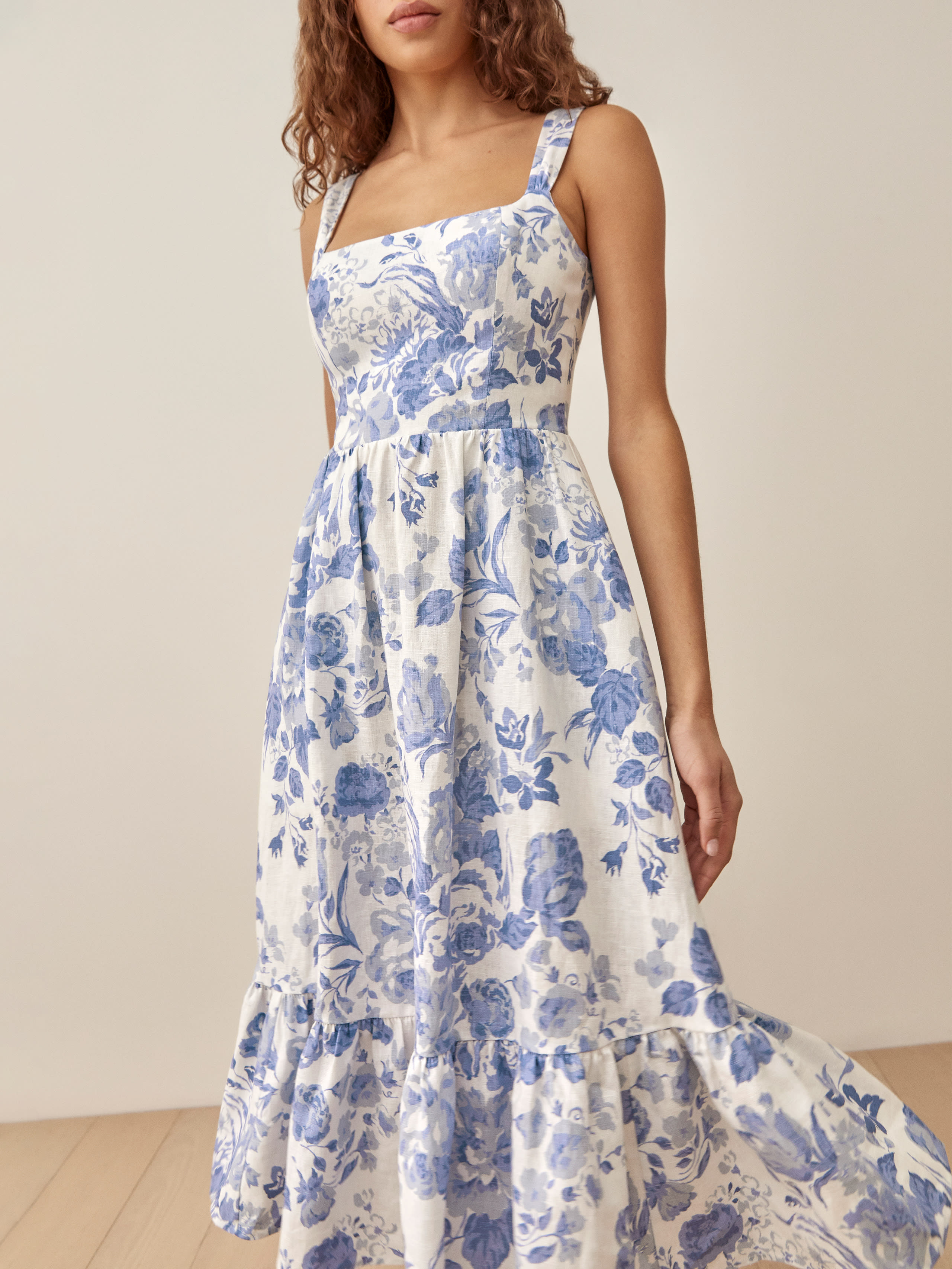 Reformation Bucatini Linen Dress In Lucerne | ModeSens