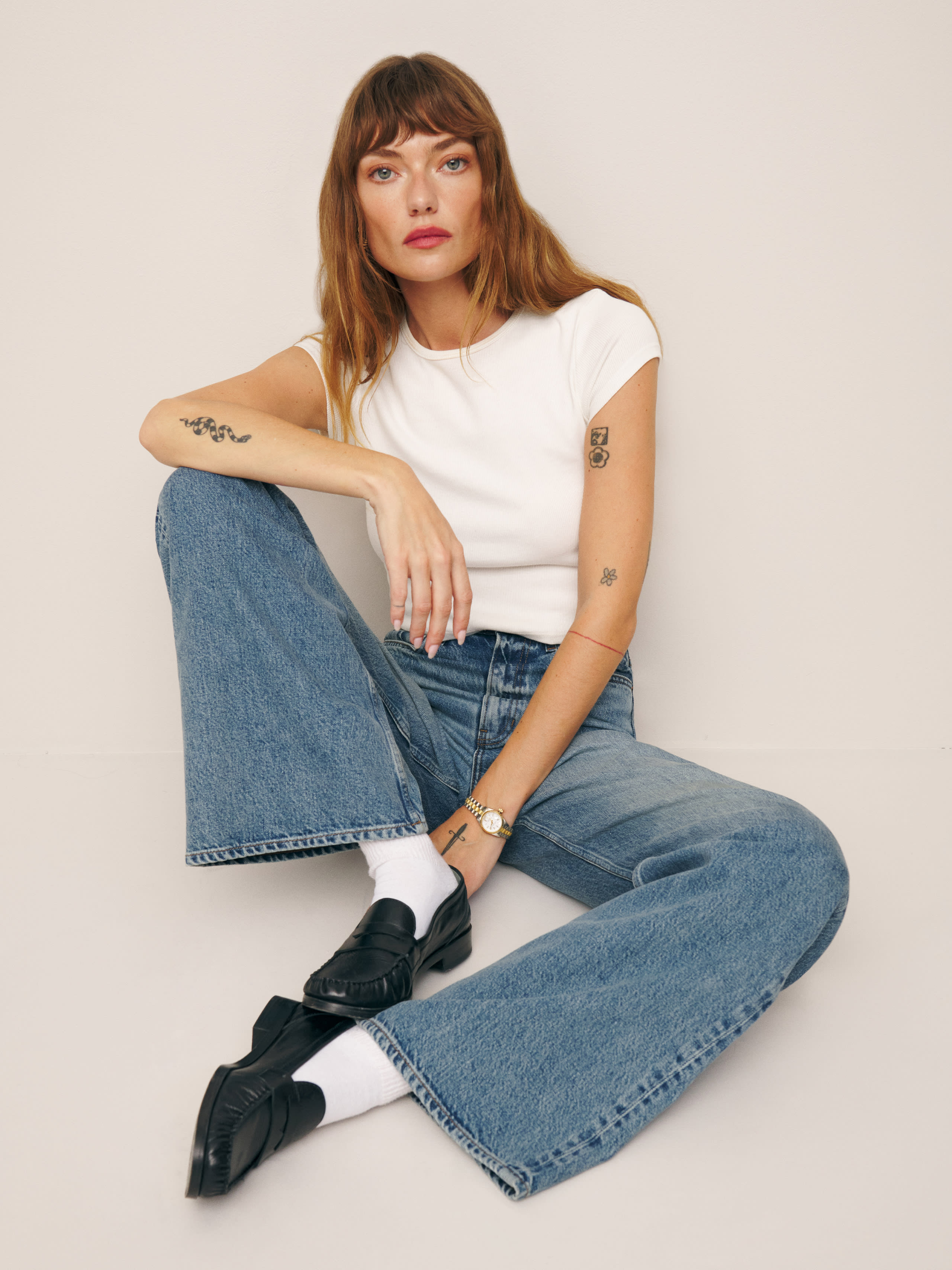 Reformation Cary High Rise Slouchy Wide Leg Jeans In Galway
