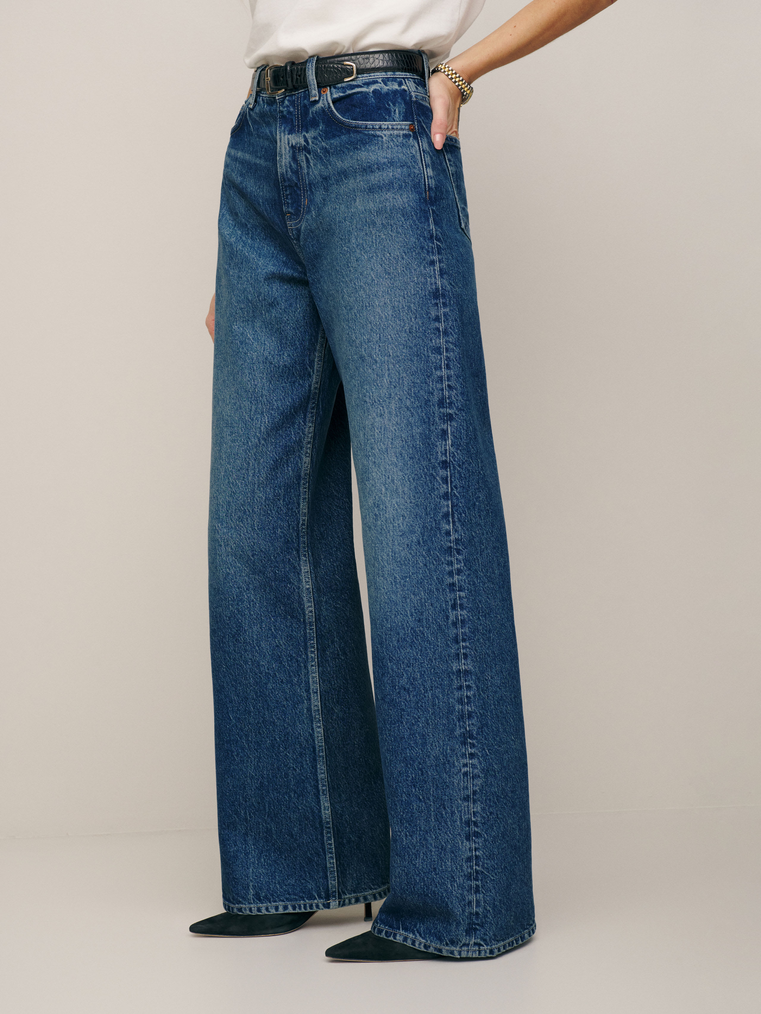 Reformation Cary High Rise Slouchy Wide Leg Jeans In Lanier