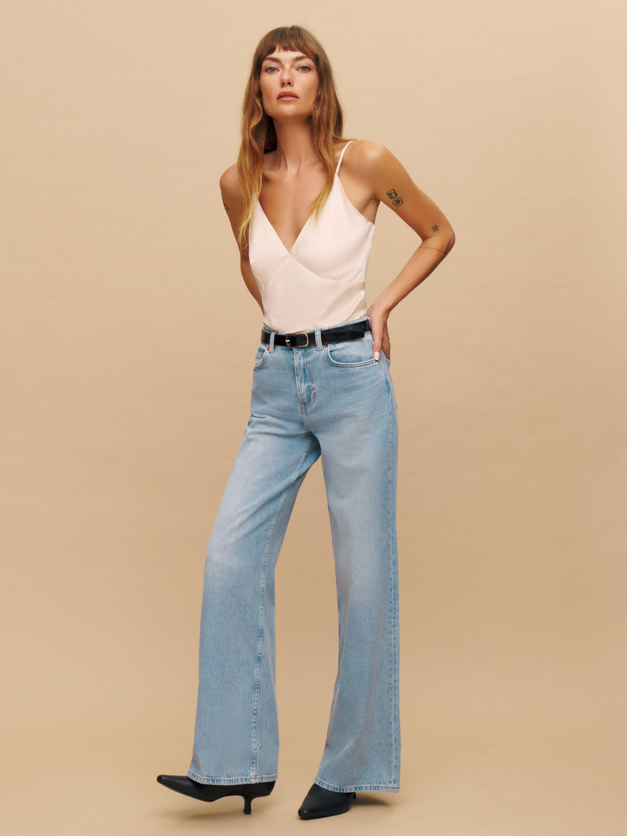 Reformation Cary High Rise Slouchy Wide Leg Jeans In Bowen
