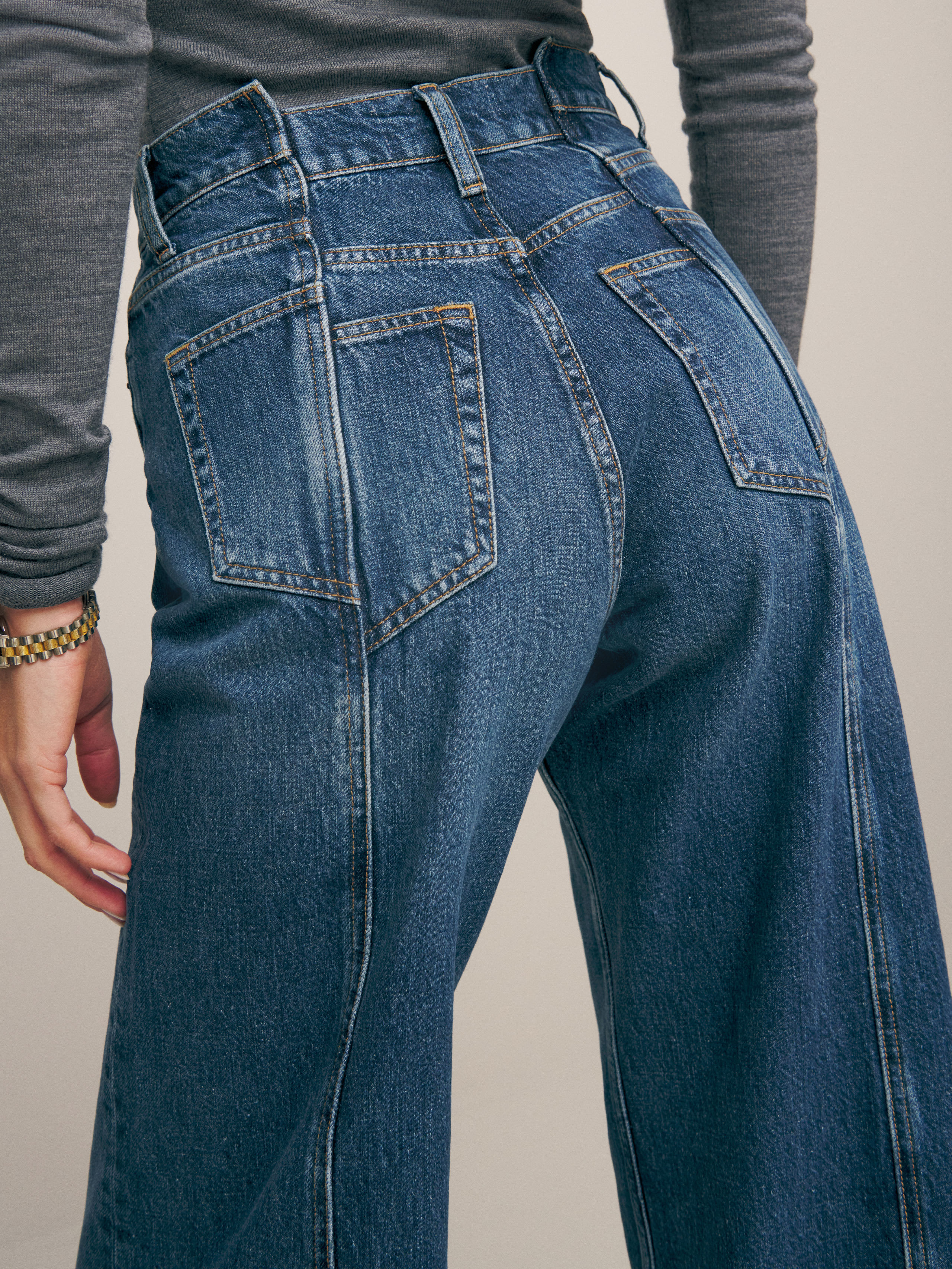Reformation Cary High Rise Slouchy Wide Leg Jeans In Cabo Reworked