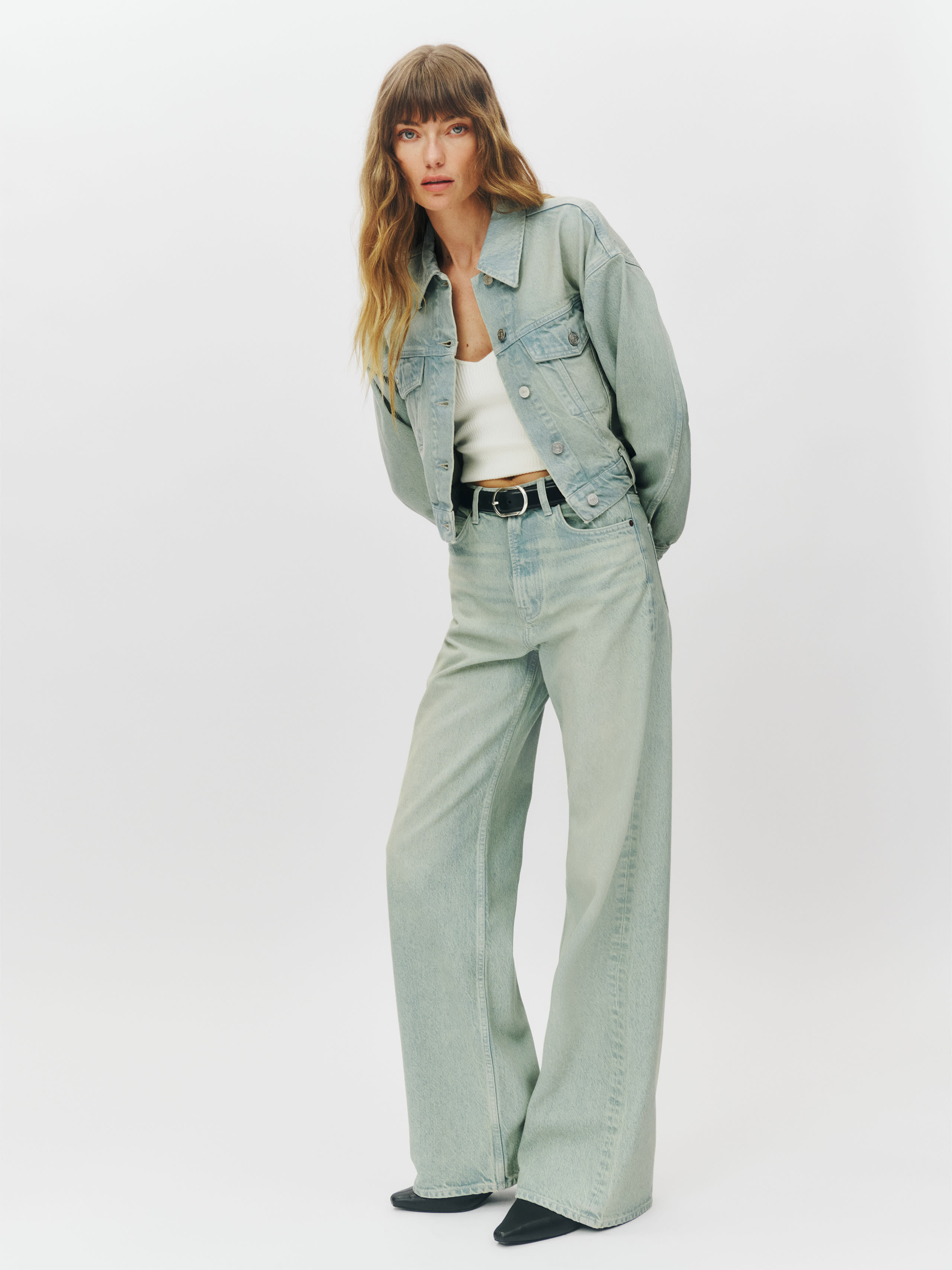 Reformation Cary High Rise Slouchy Wide Leg Jeans In Sahara