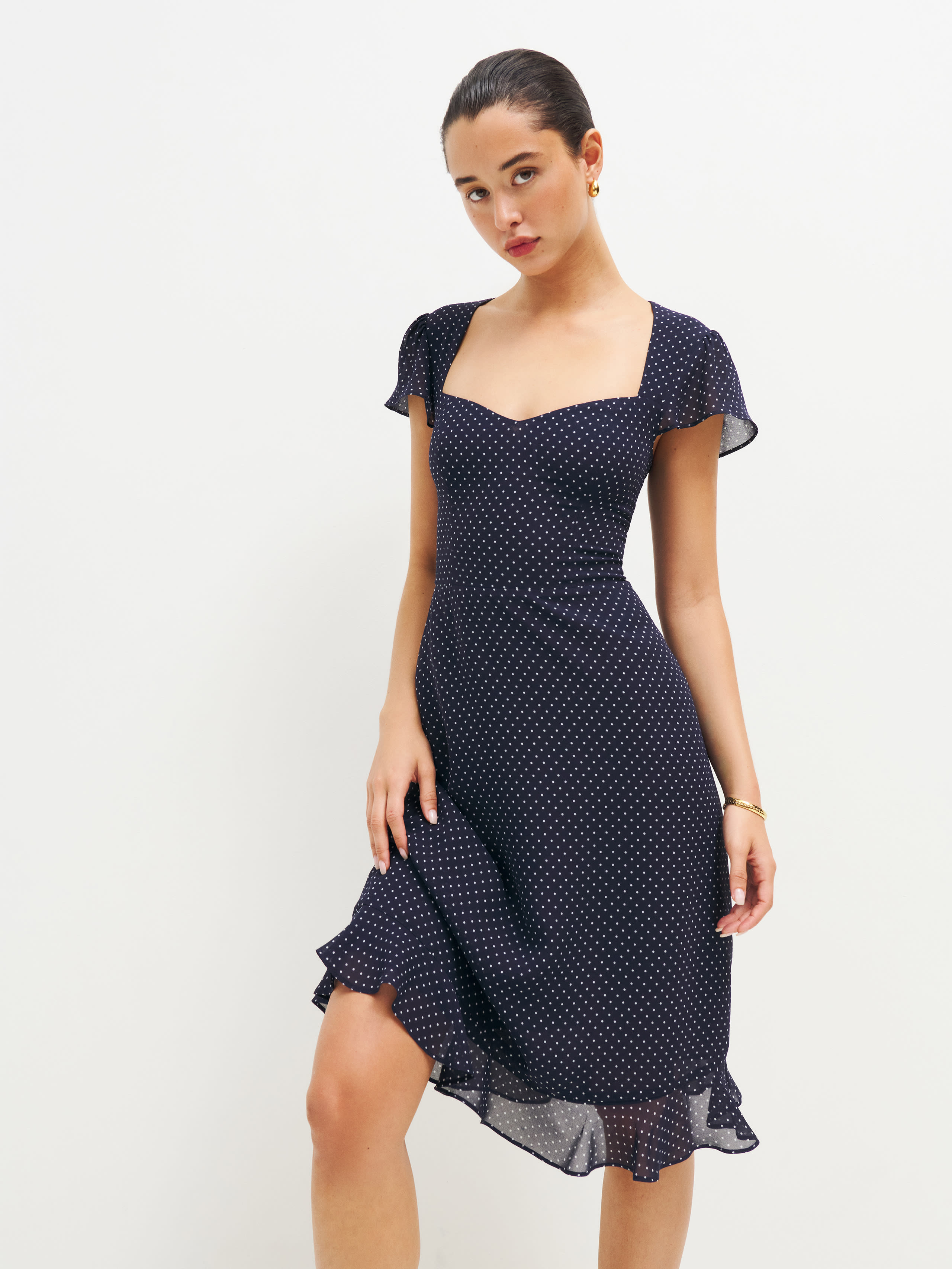 reformation rosi midi dress Reformation Rosi Floral-Print Short-Sleeve Dress In Green - 5% Off