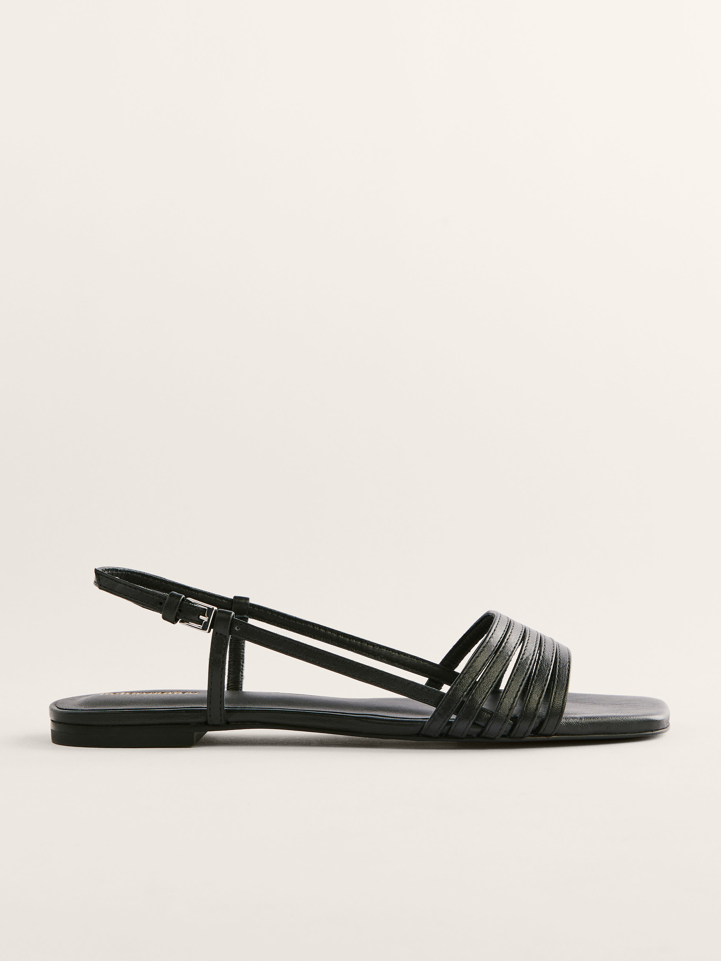 Reformation Millie Lattice Flat Sandals In Black Leather