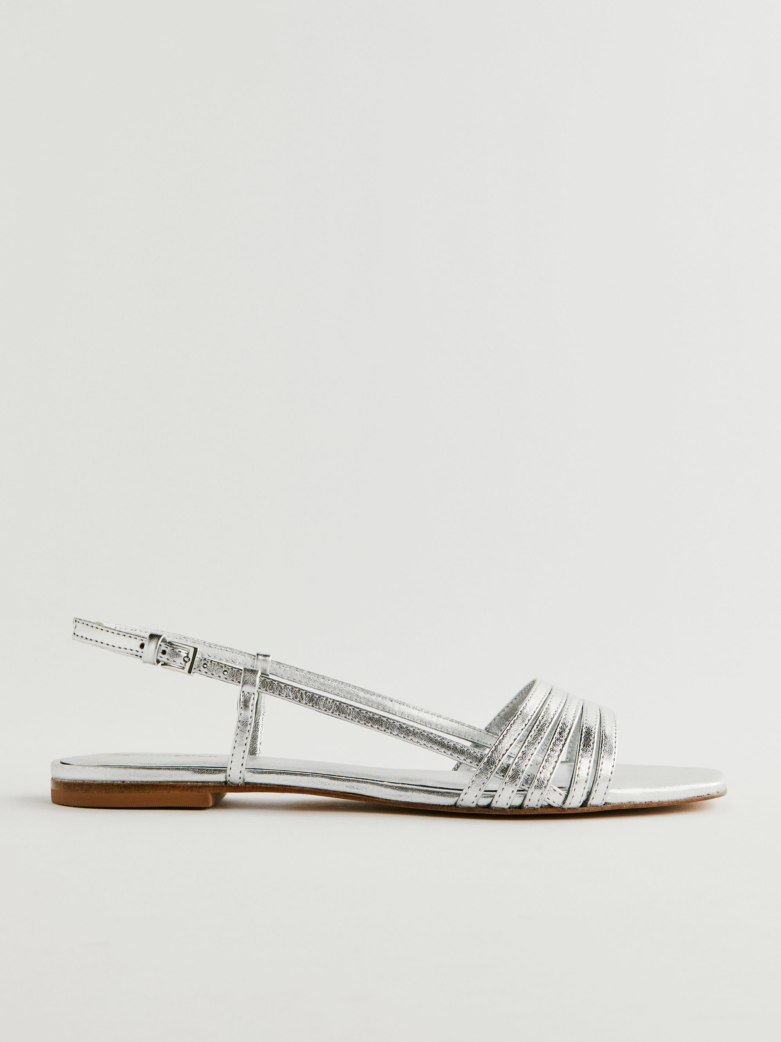 Reformation Millie Lattice Flat Sandal In Silver