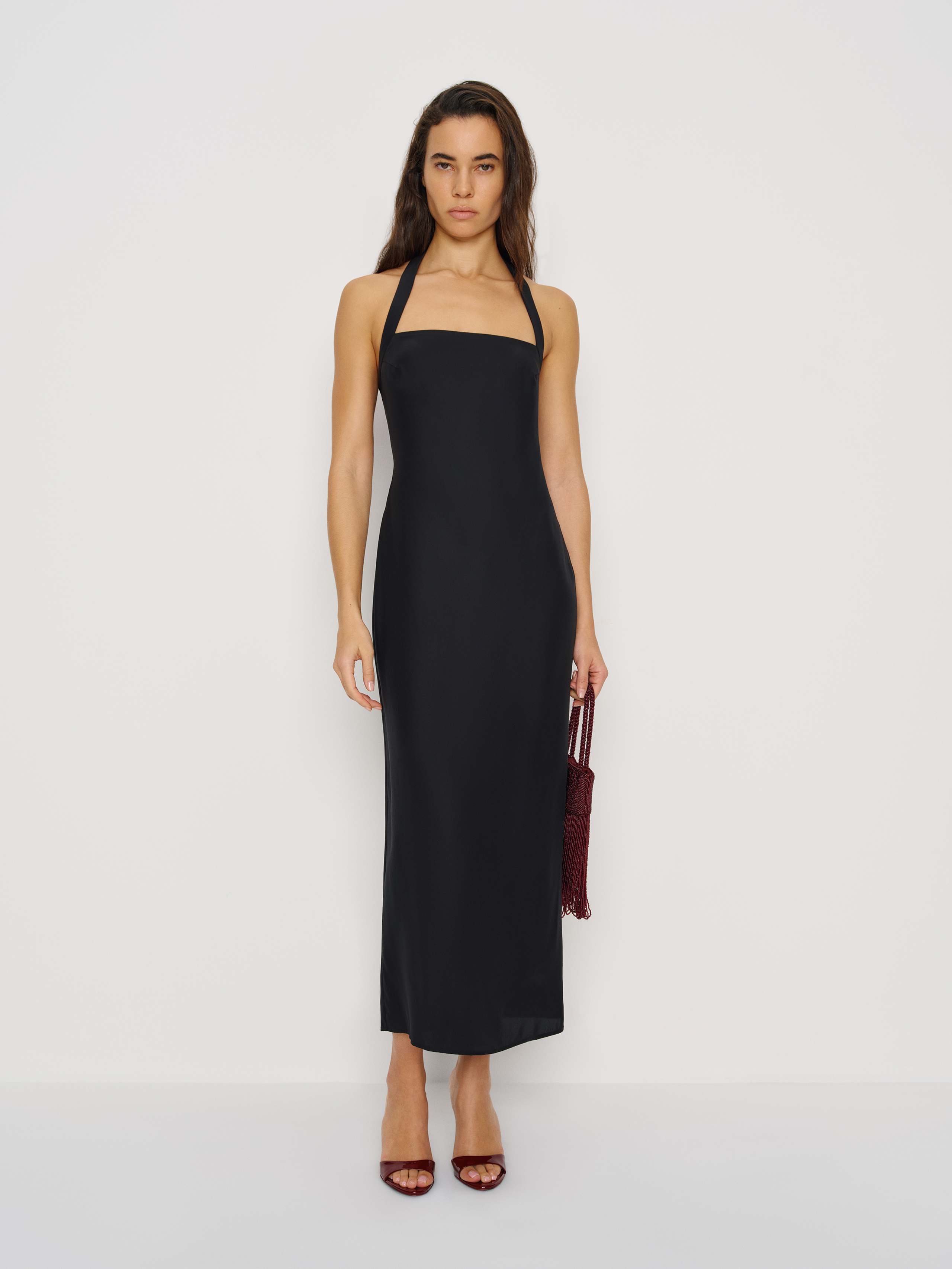 Reformation Alli Silk Dress In Black