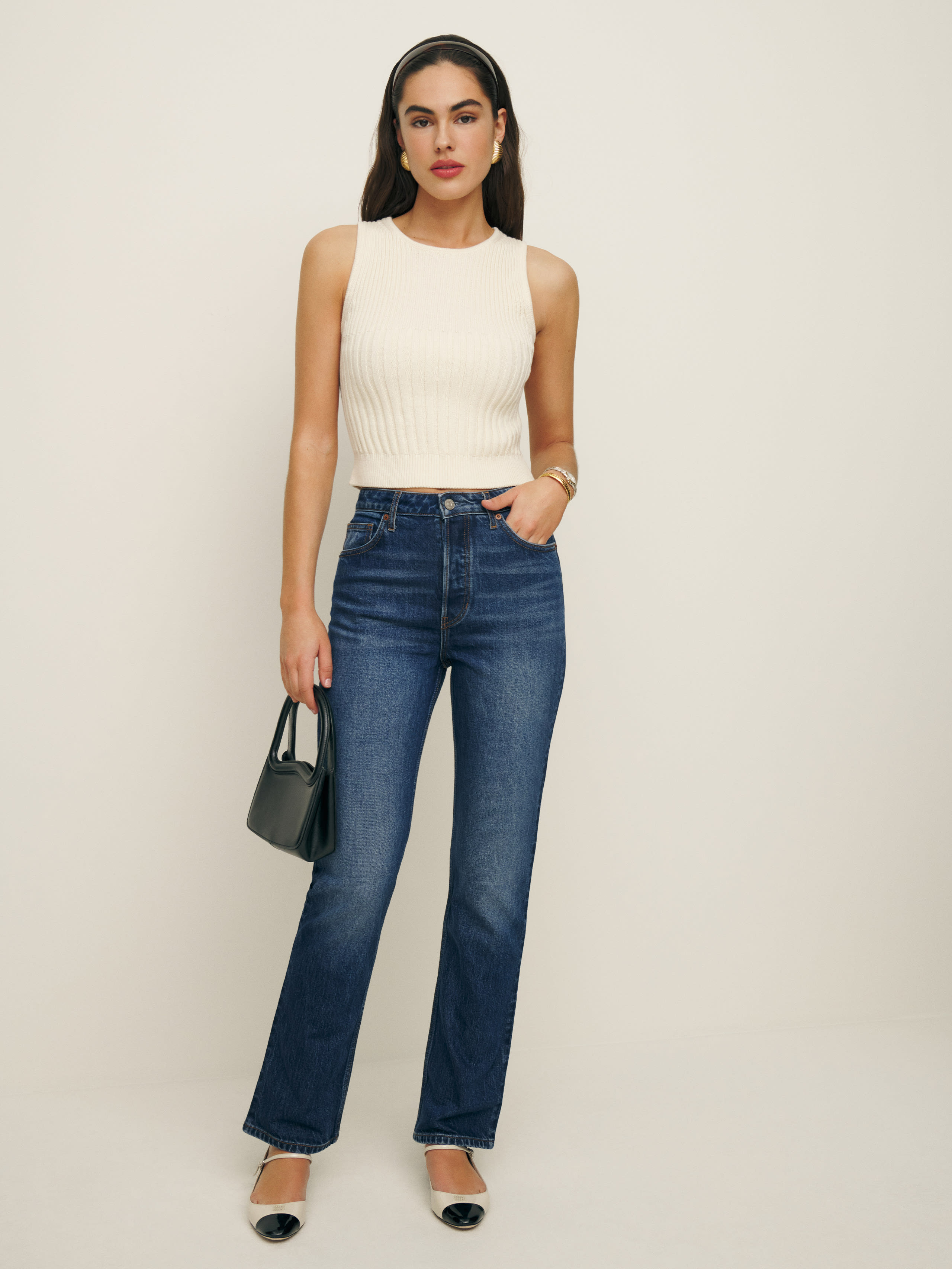 Reformation Cynthia Stretch High Rise Straight Jeans In Bennett