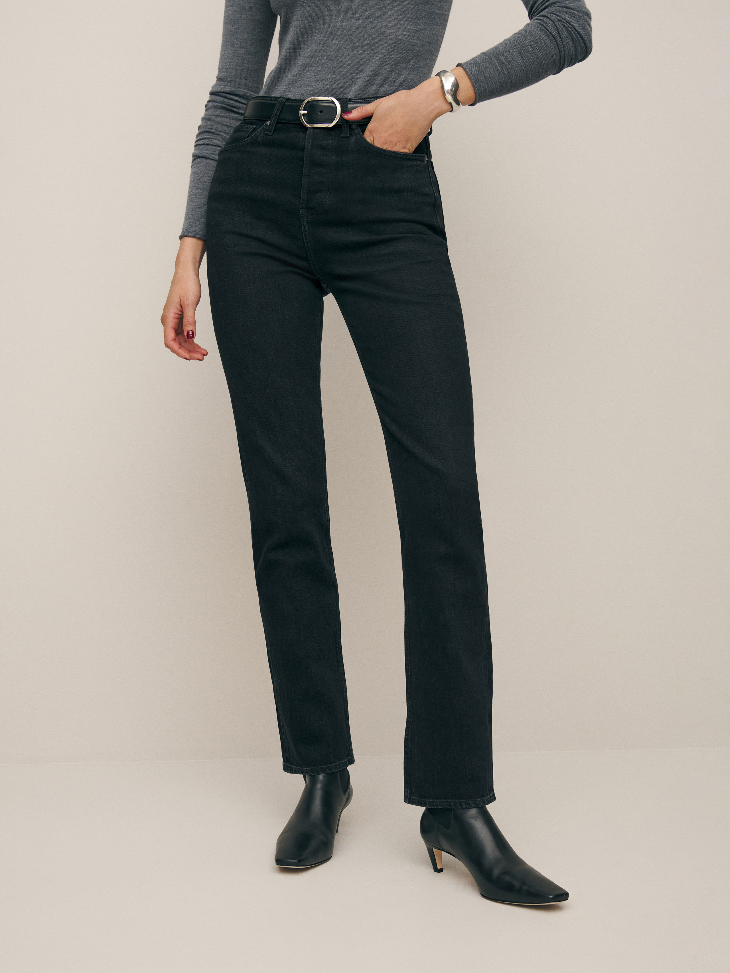 Reformation Cynthia Stretch High Rise Straight Jeans In Vana
