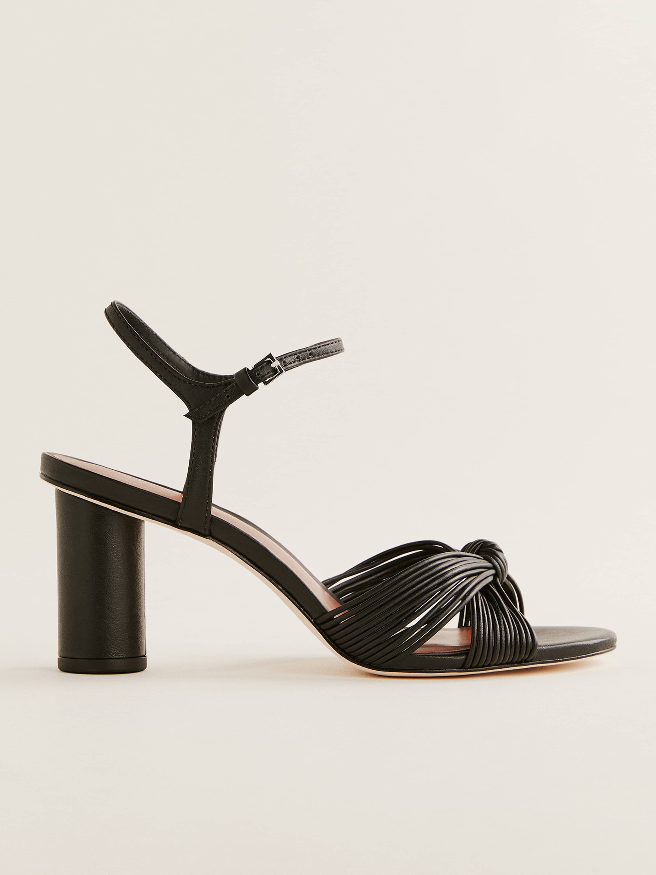 Reformation Petra Cylinder Heel In Black Leather