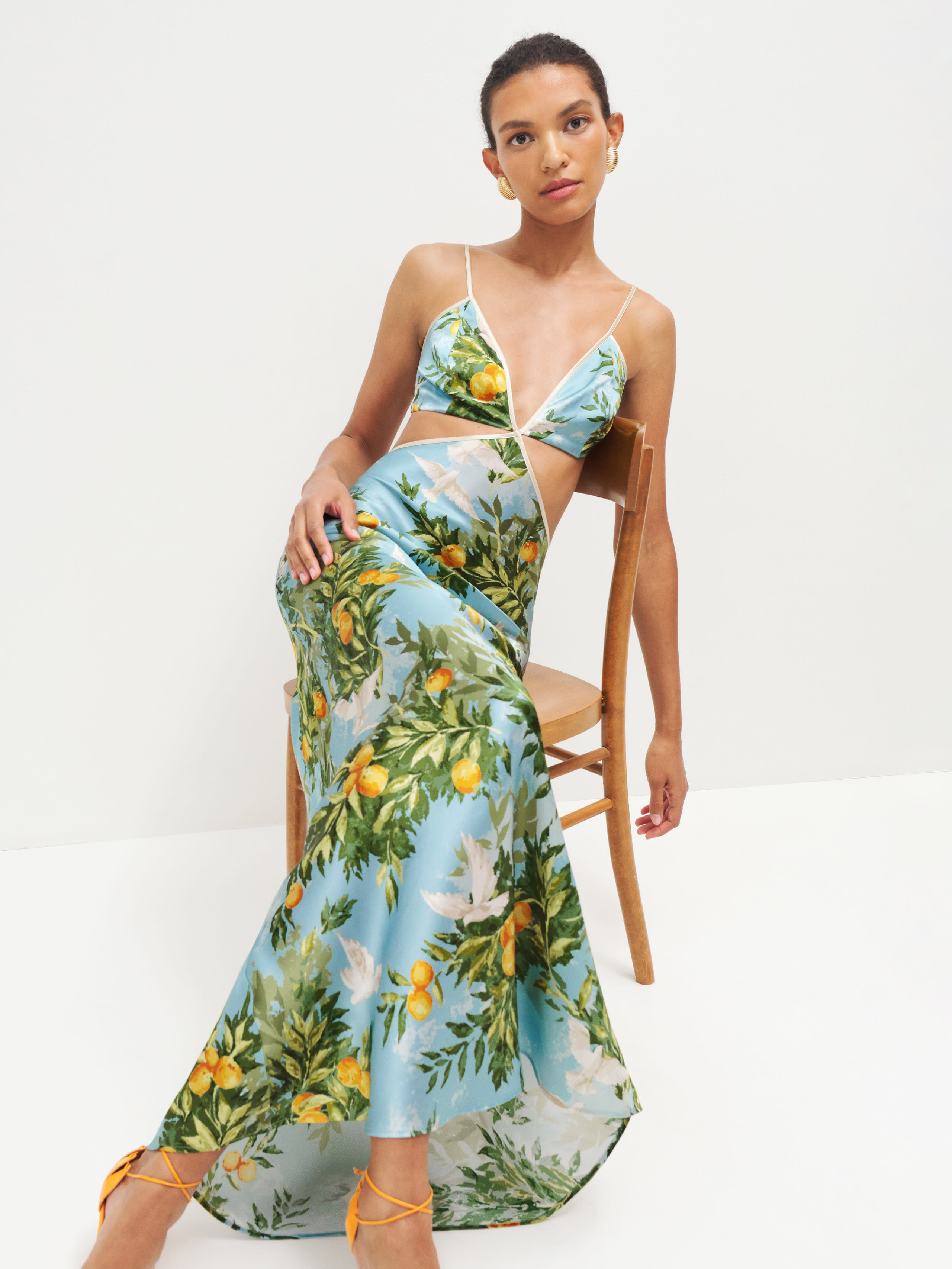 Reformation Poppies Silk Dress In Villa Livia | ModeSens