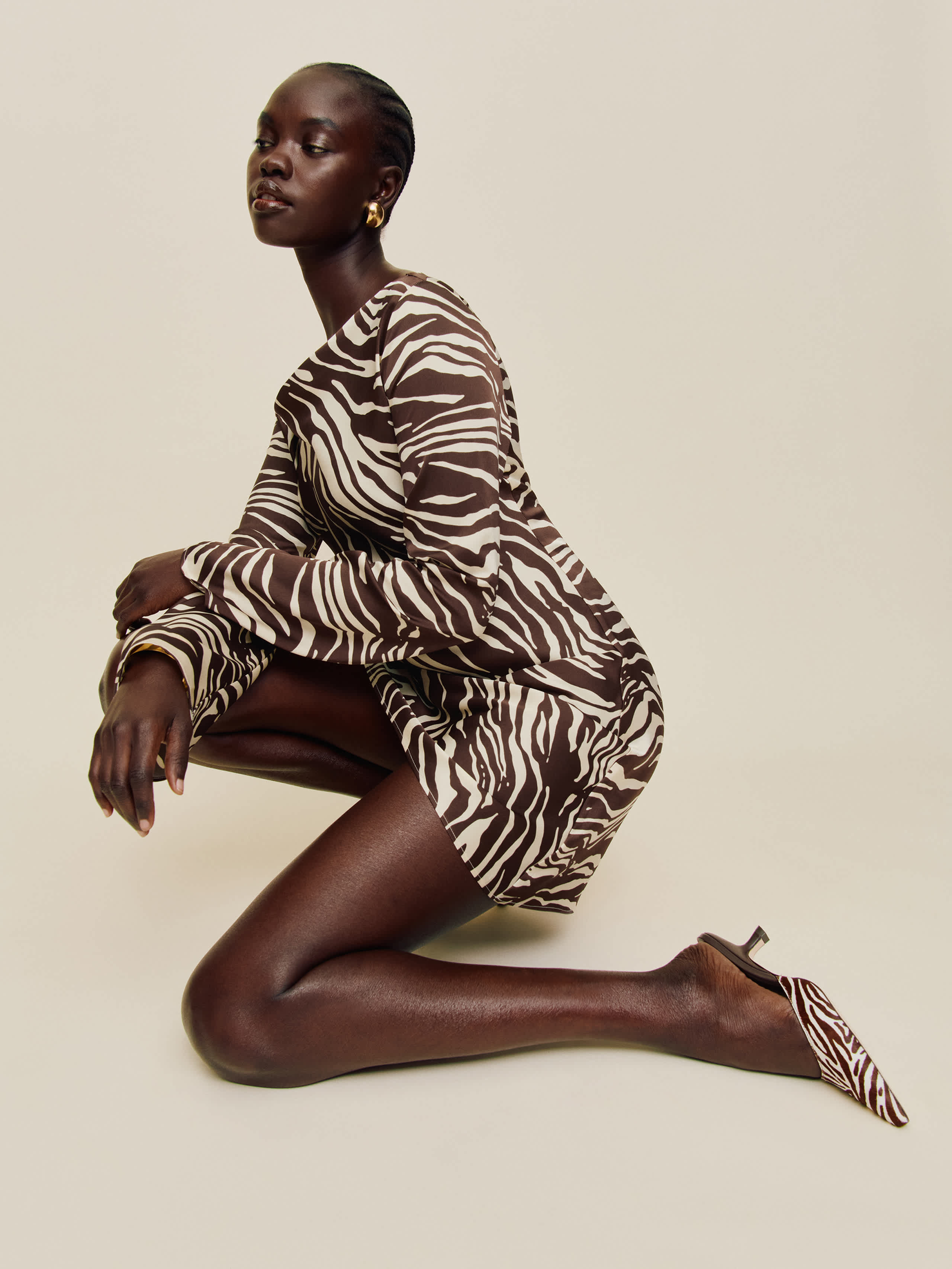 Reformation Wilda Kitten Mule In Zebra Haircalf