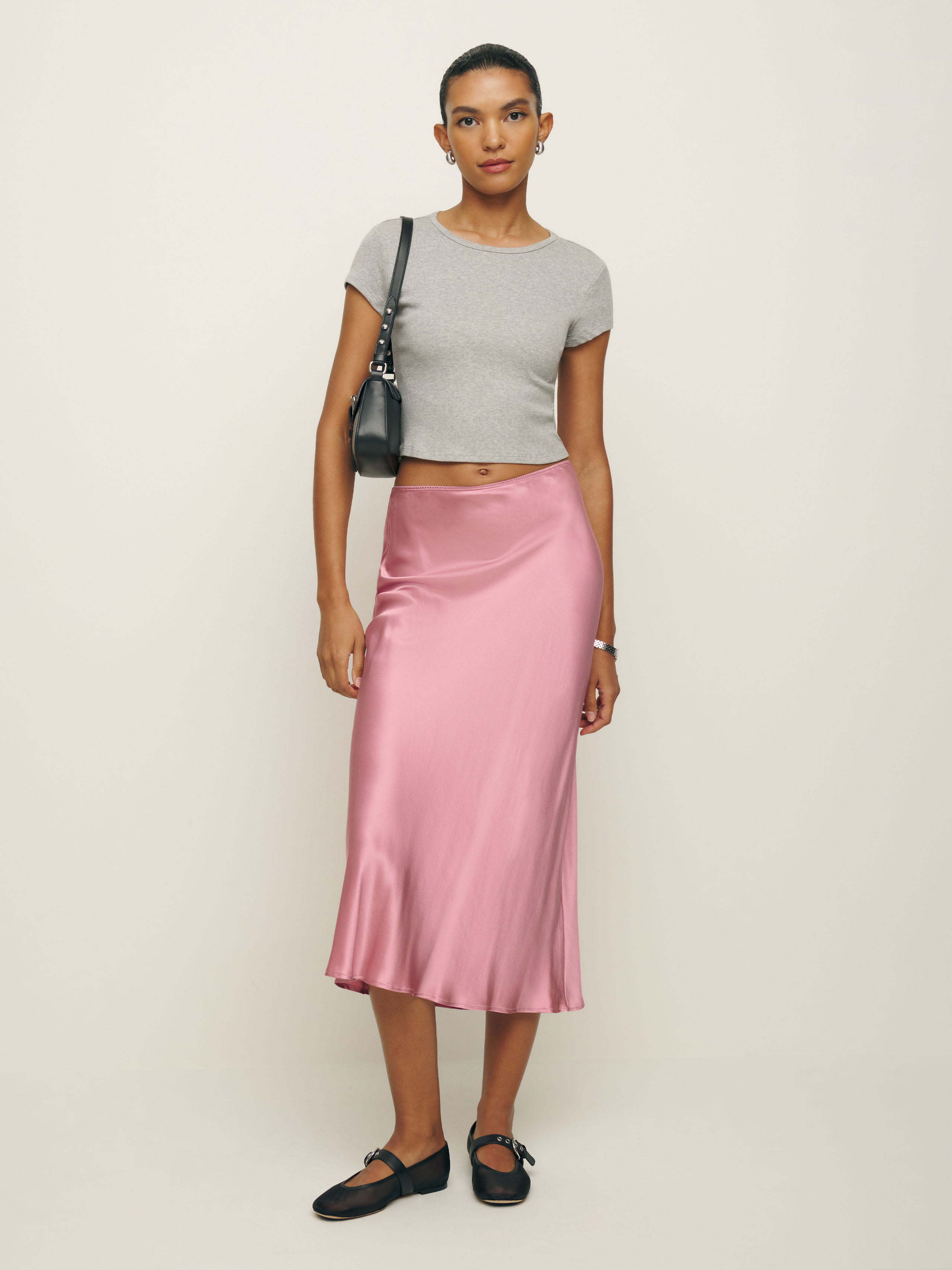 Shop Reformation Layla Silk Skirt In Rose Petals
