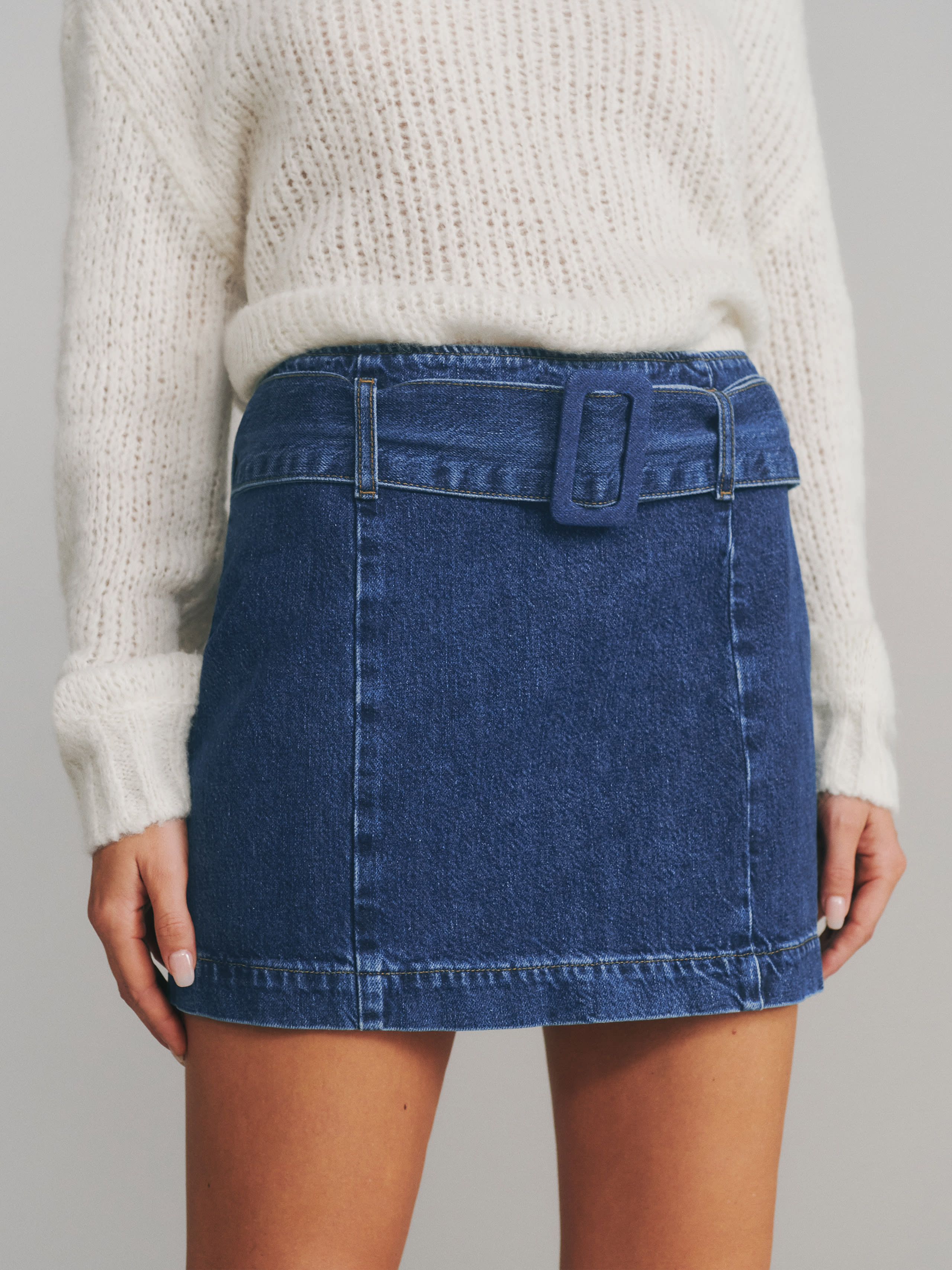 REFORMATION TIA BELTED MINI SKIRT