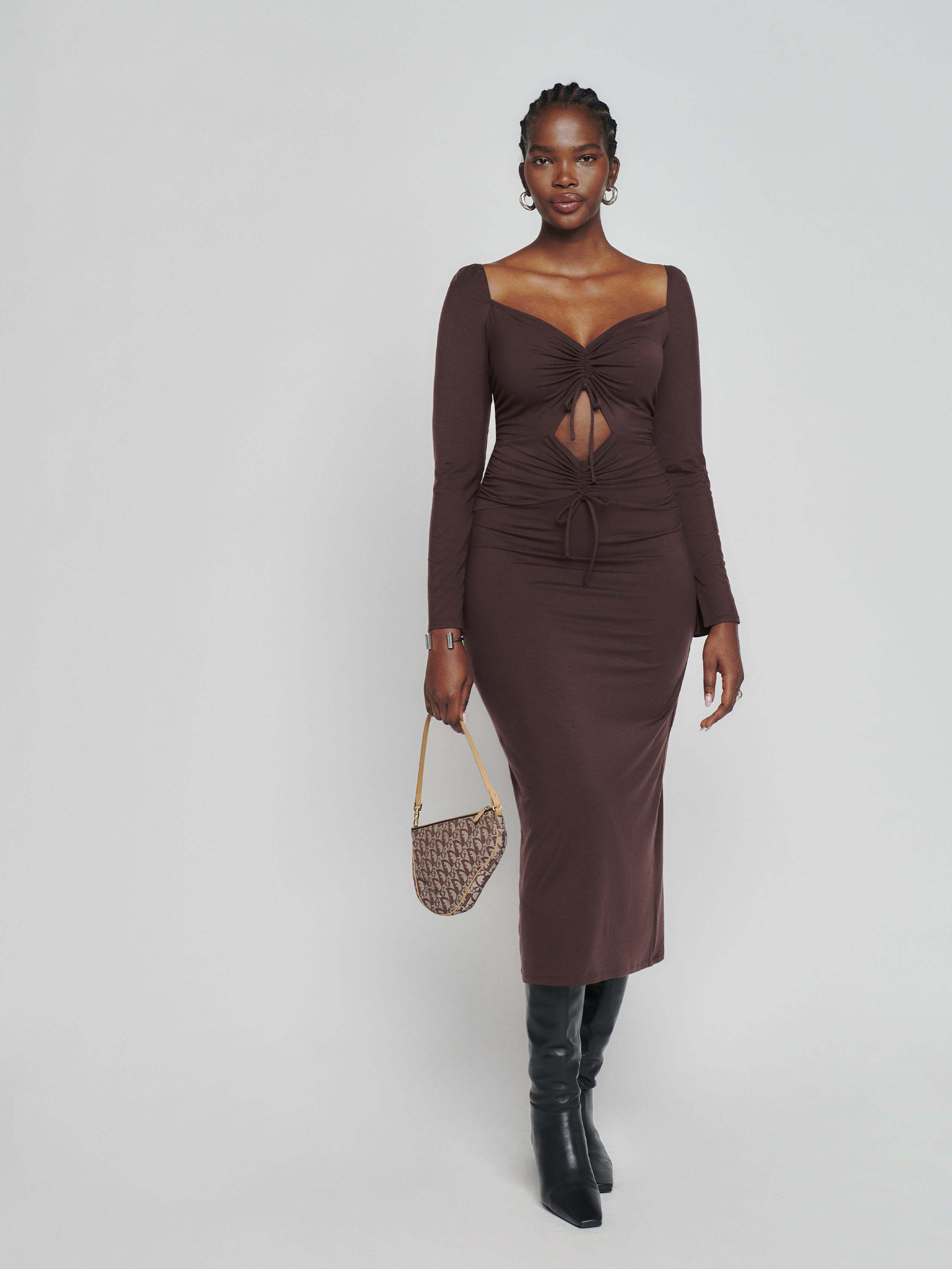 Reformation Colton Knit Dress In Mole | ModeSens