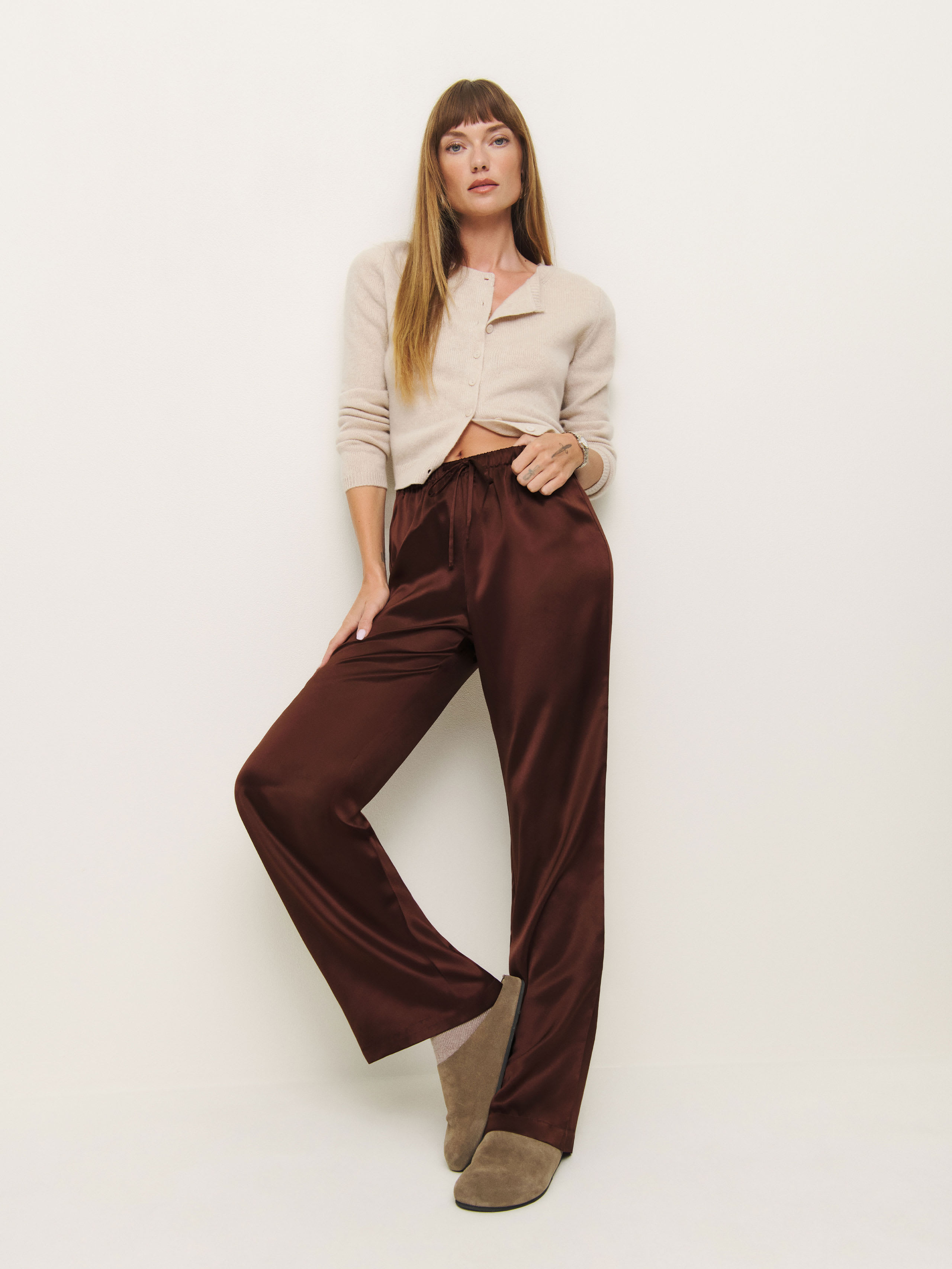 REFORMATION OLINA SILK PANT 