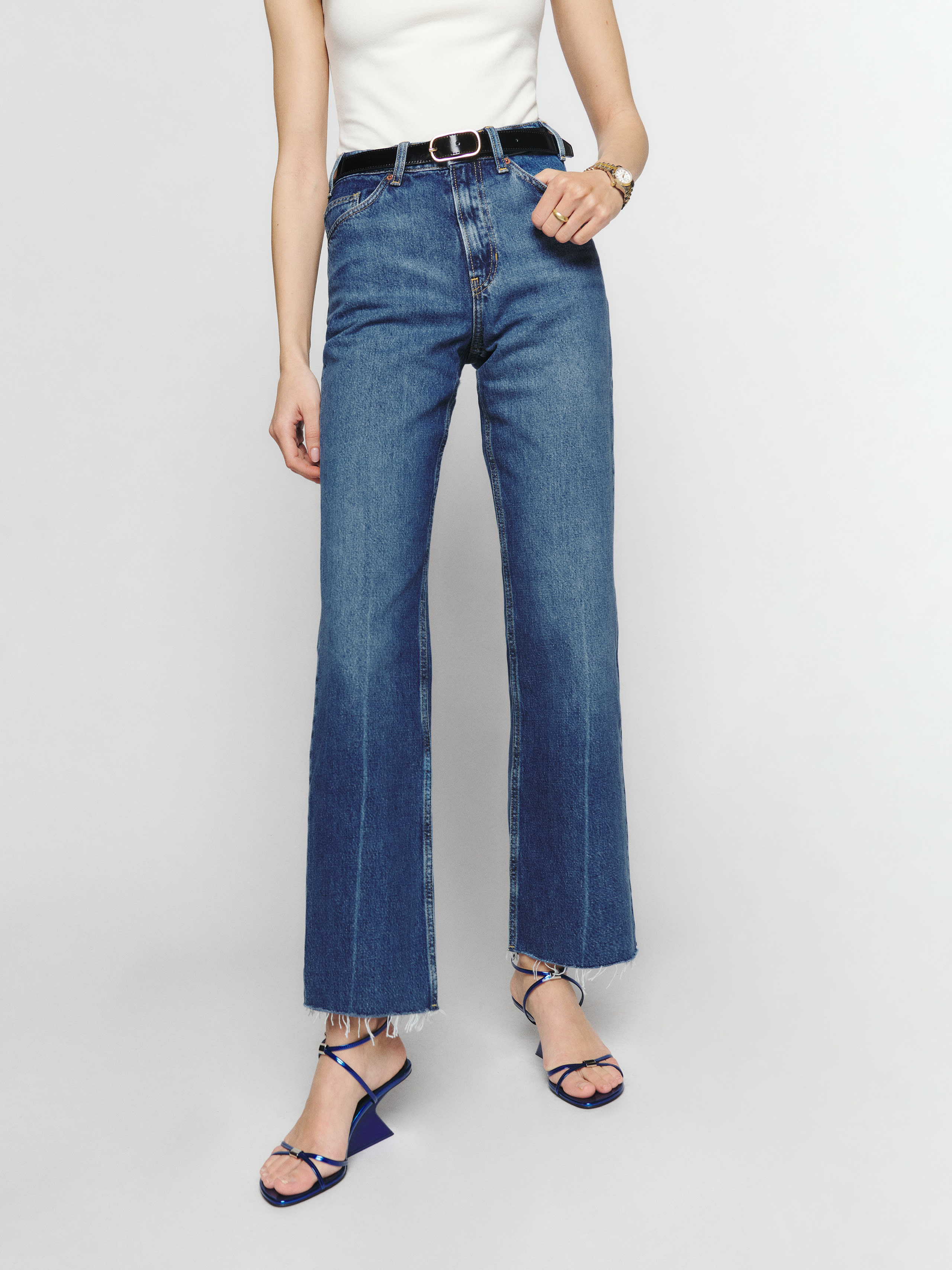 Reformation Hill Mid Rise Kick Flare Jeans In Araceli