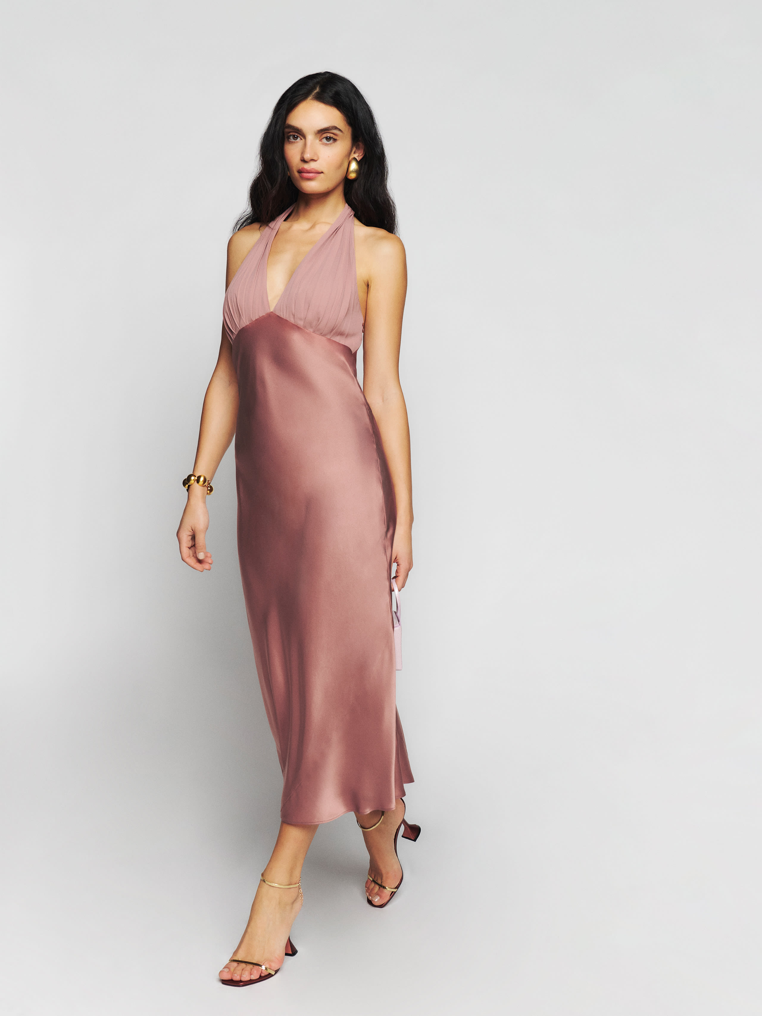 pink dress reformation Reformation Long Bright Pink Dress by Reformation