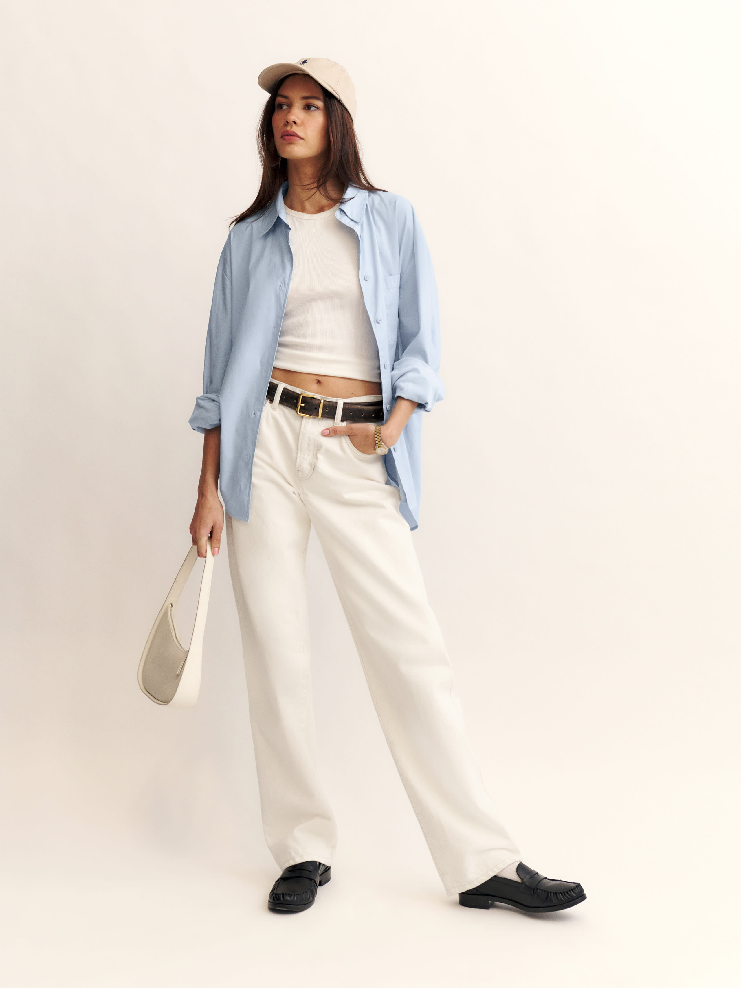 Reformation Val 90s Mid Rise Straight Jeans In Fior Di Latte
