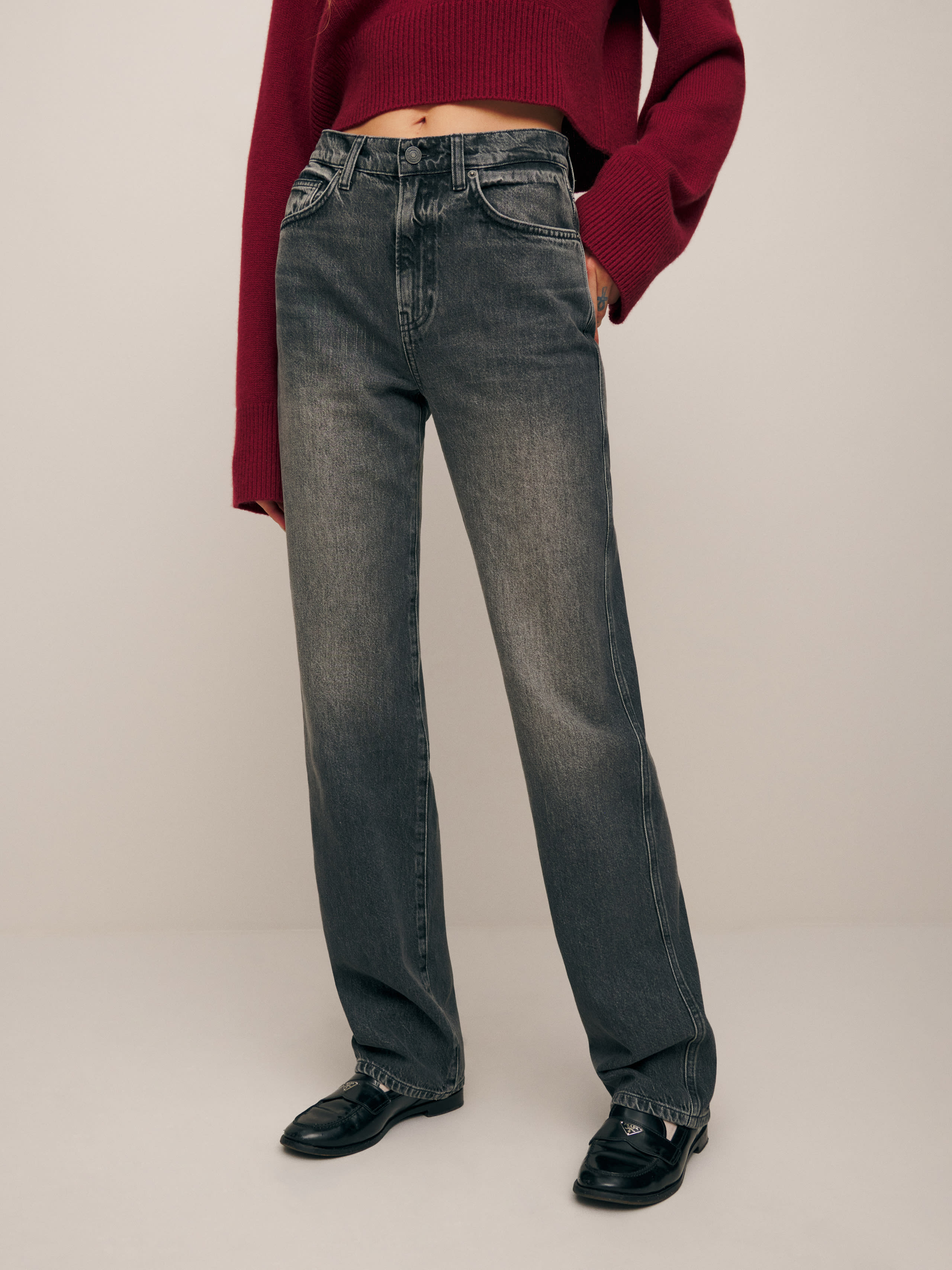 Reformation Val 90s Mid Rise Straight Jeans In Galveston