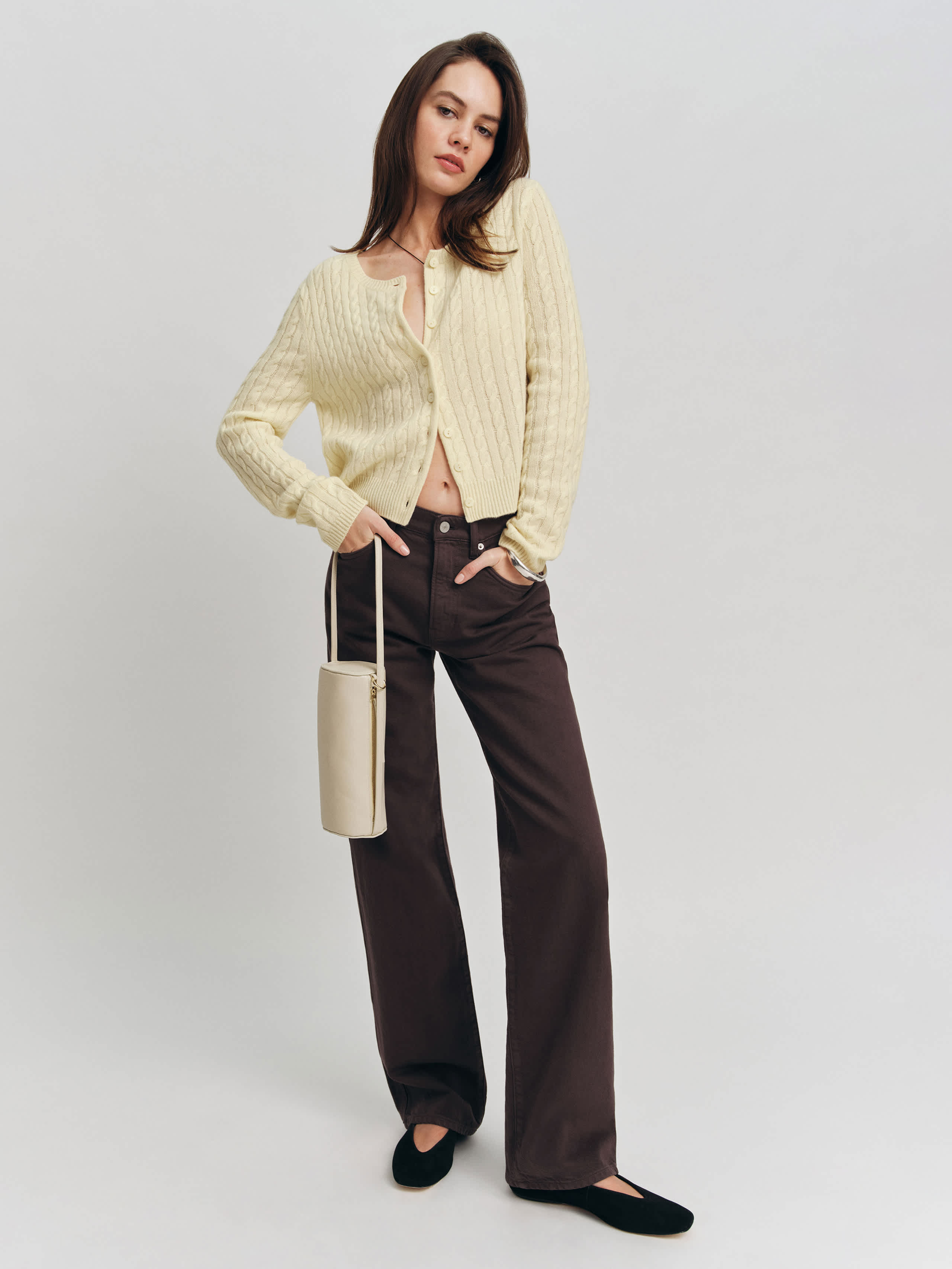 Reformation Val 90s Mid Rise Straight Jeans In Mole In Mole