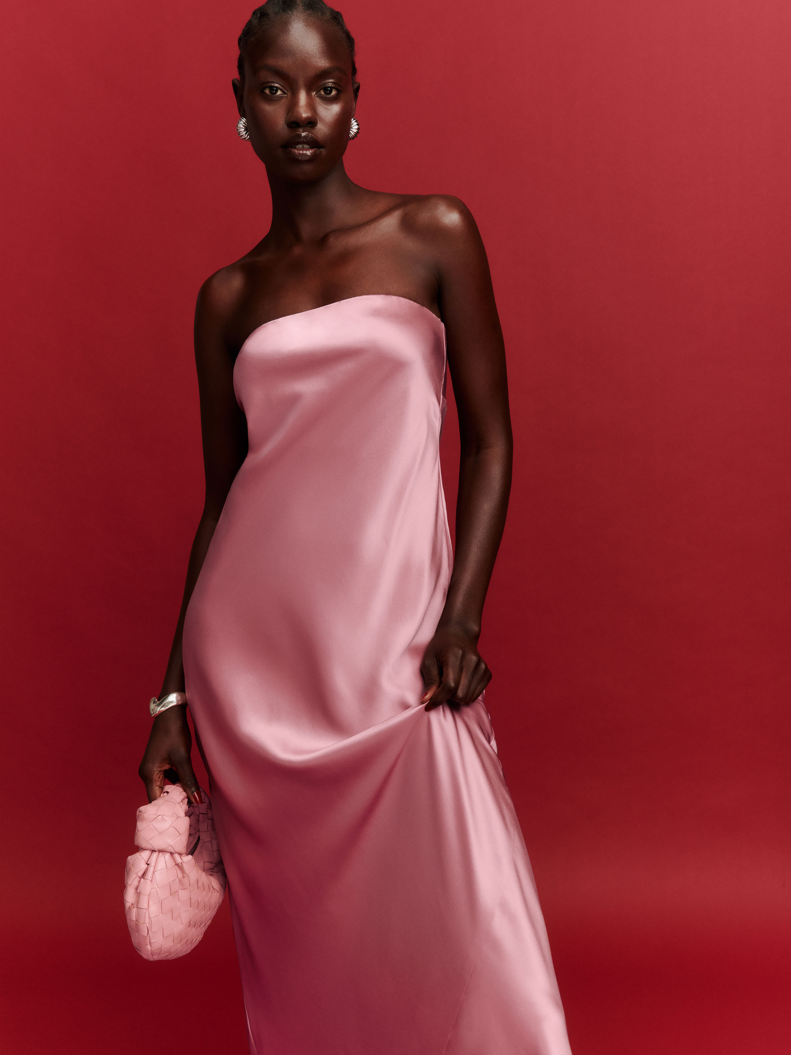 Reformation Joana Silk Dress In Rose Petals