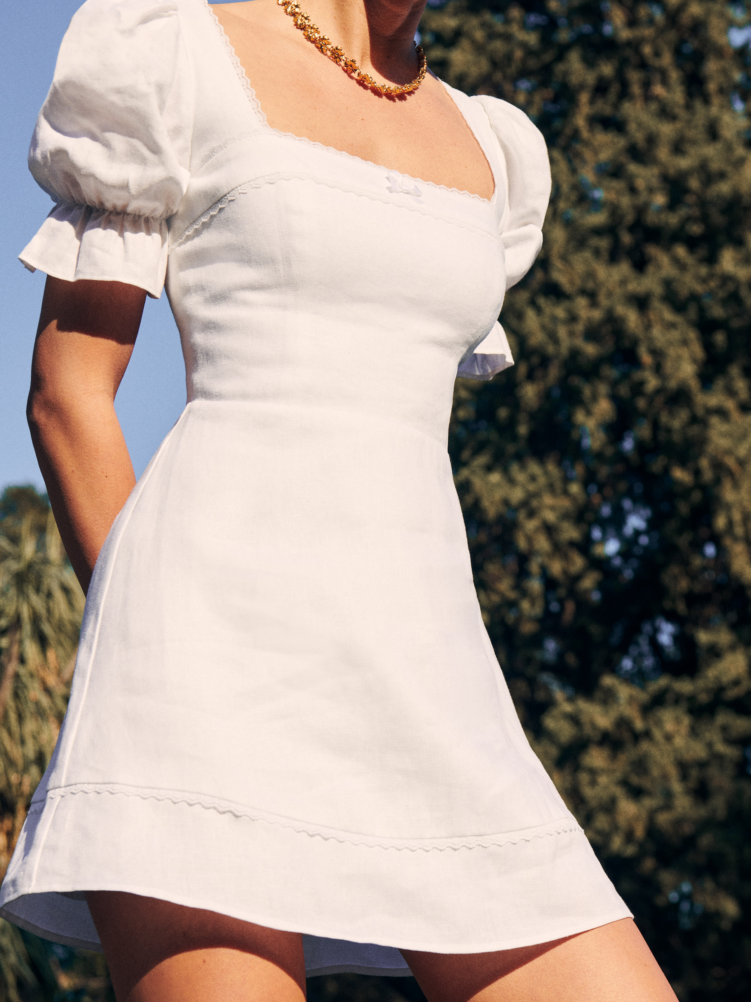 Reformation Evianna Linen Dress In White