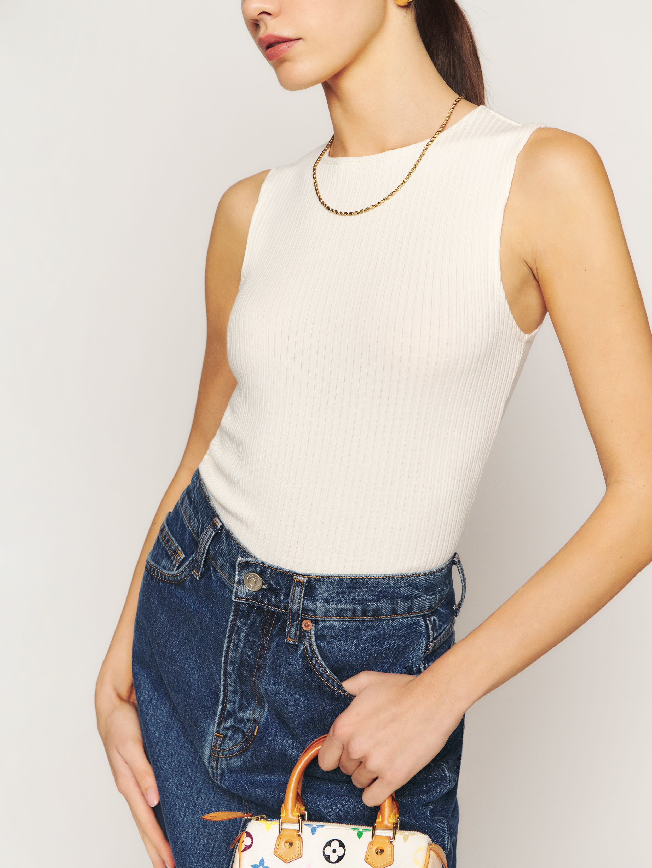 Reformation Daxton Knit Top In Fior Di Latte