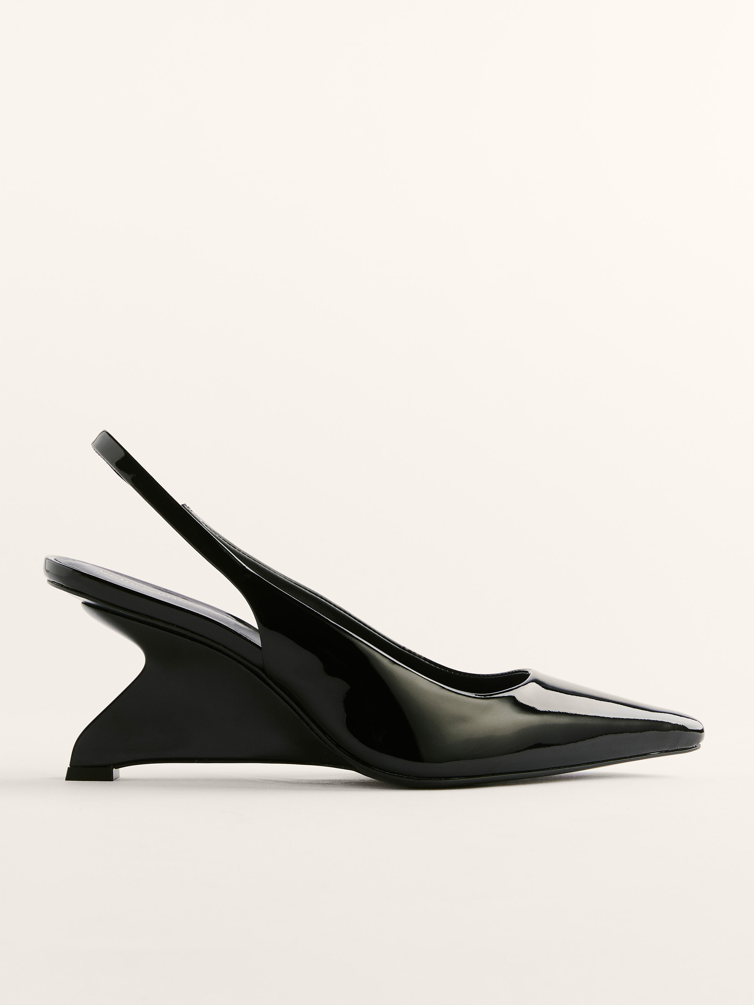 Reformation Westlyn Closed Toe Wedge In Black Patent